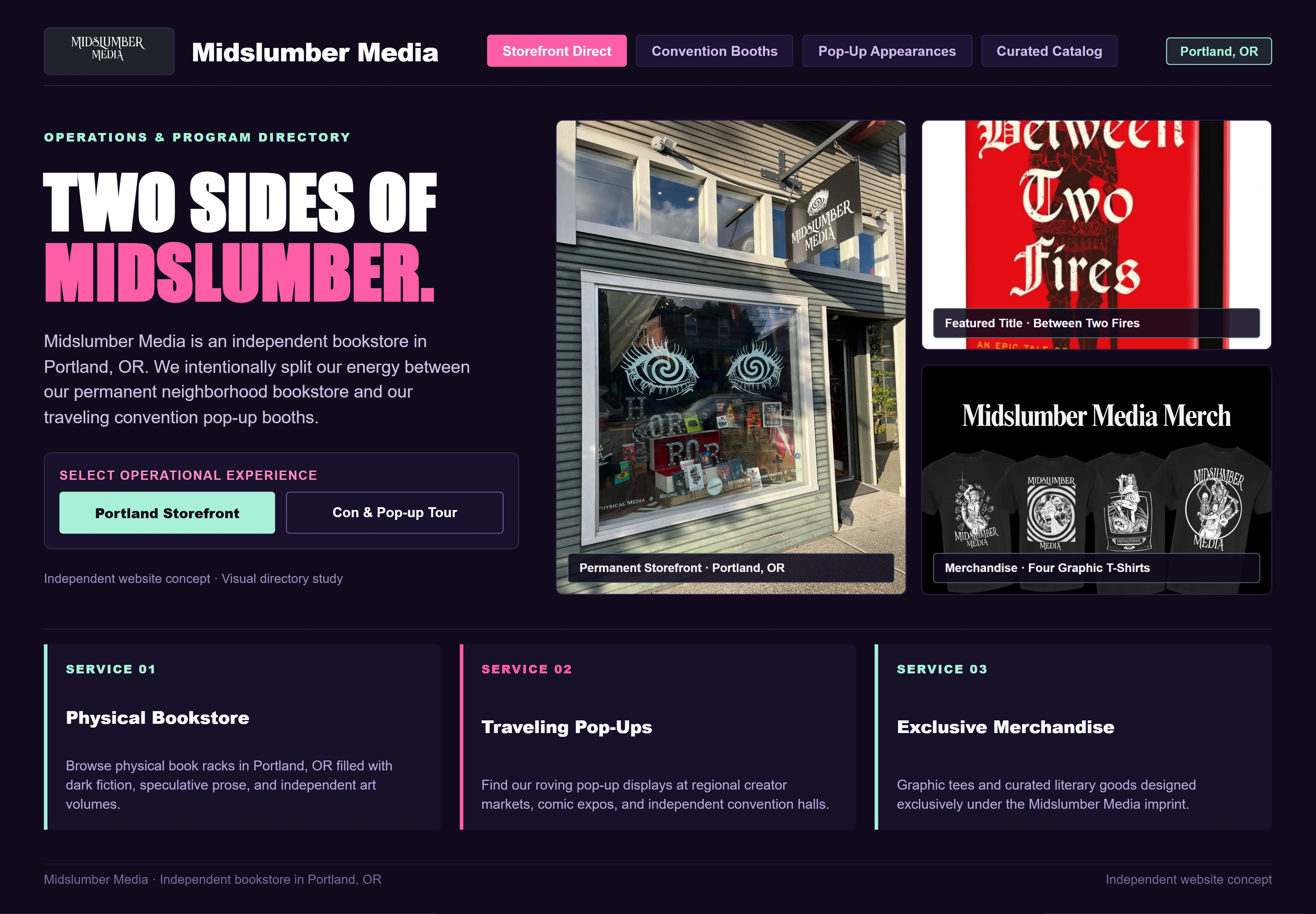 Midslumber Media, individual website design concept C