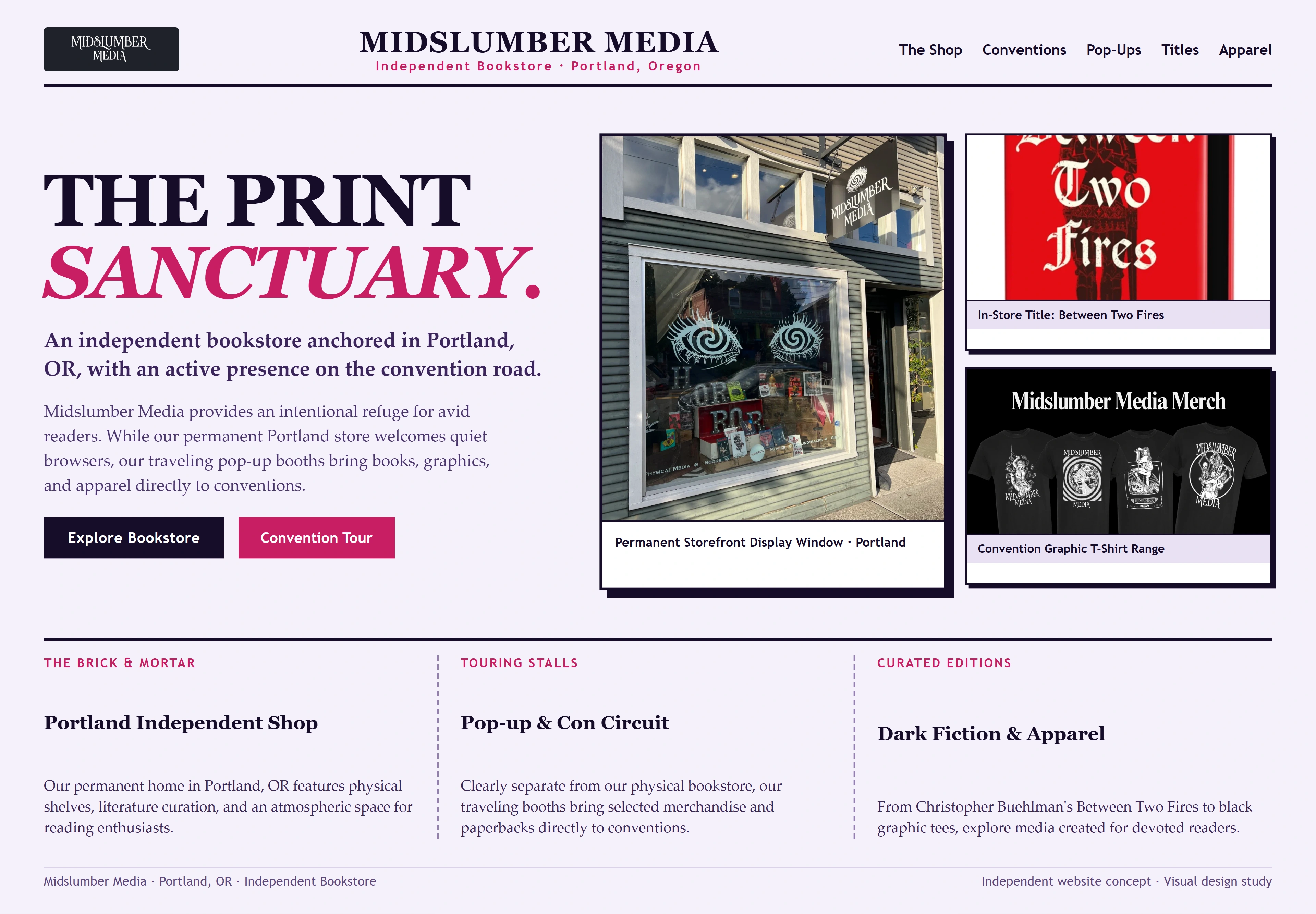 Midslumber Media, individual website design concept D