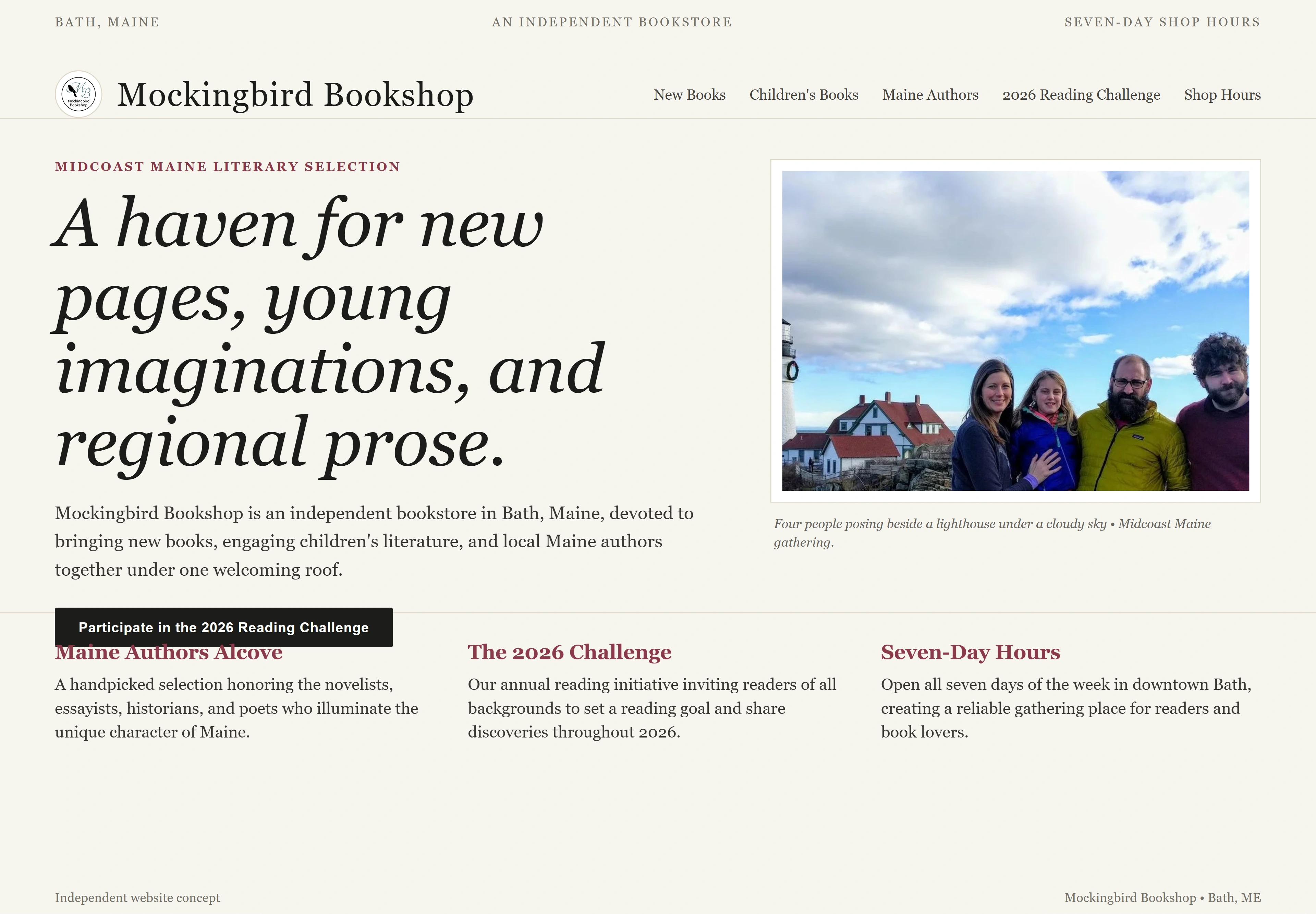 Mockingbird Bookshop, individual website design concept D