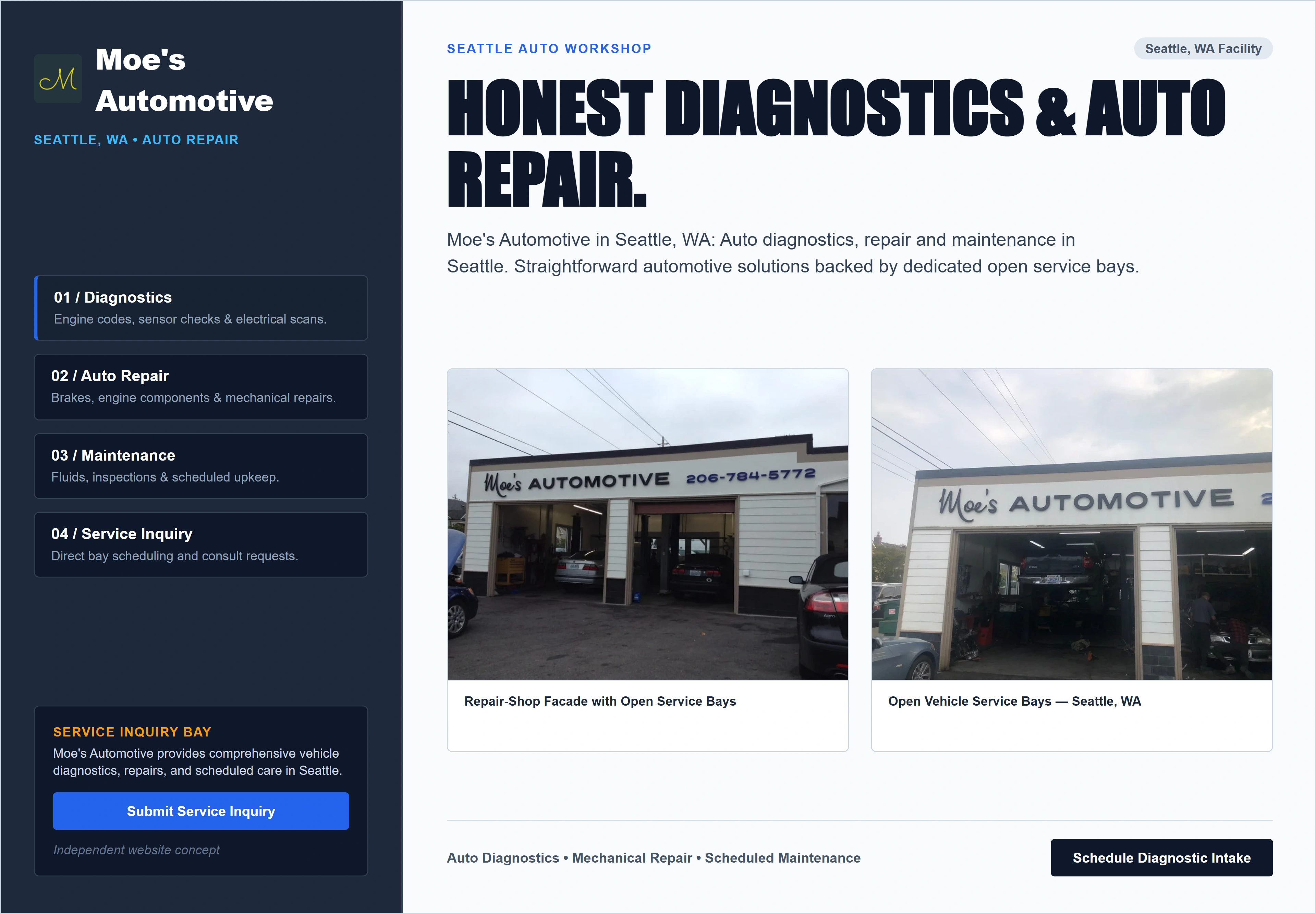 Moe's Automotive, individual website design concept D
