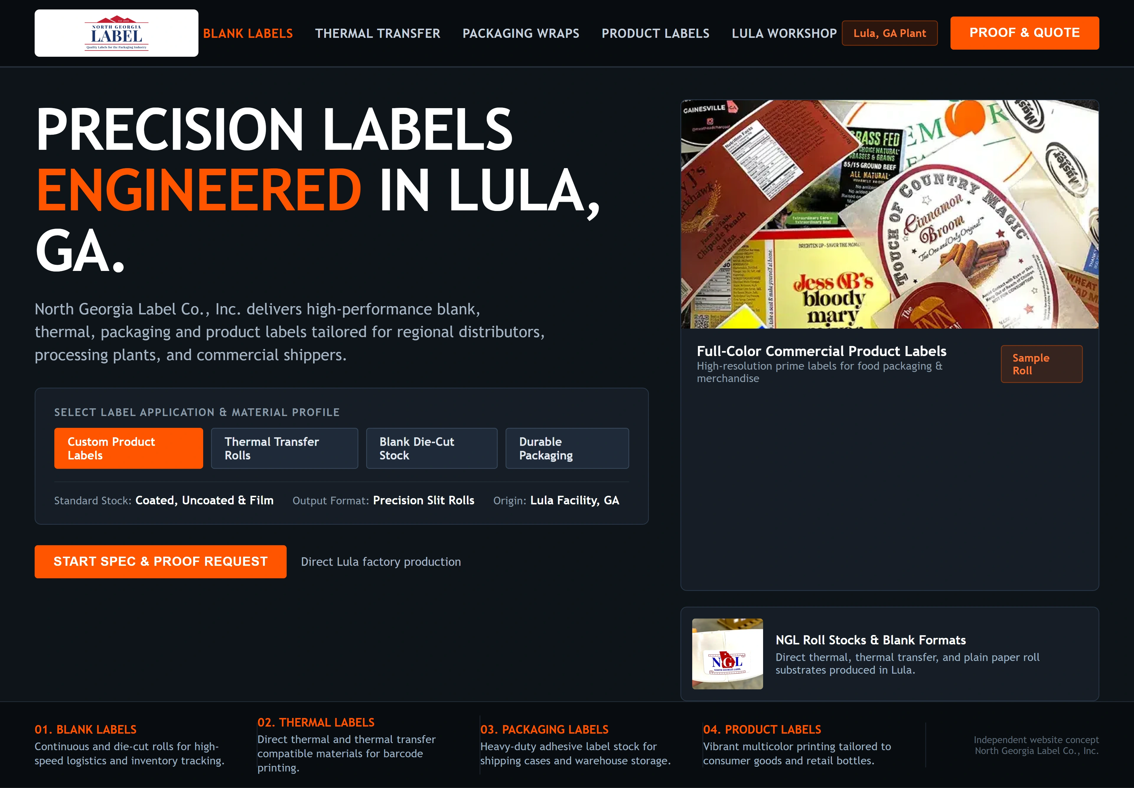 North Georgia Label Co., Inc., individual website design concept A
