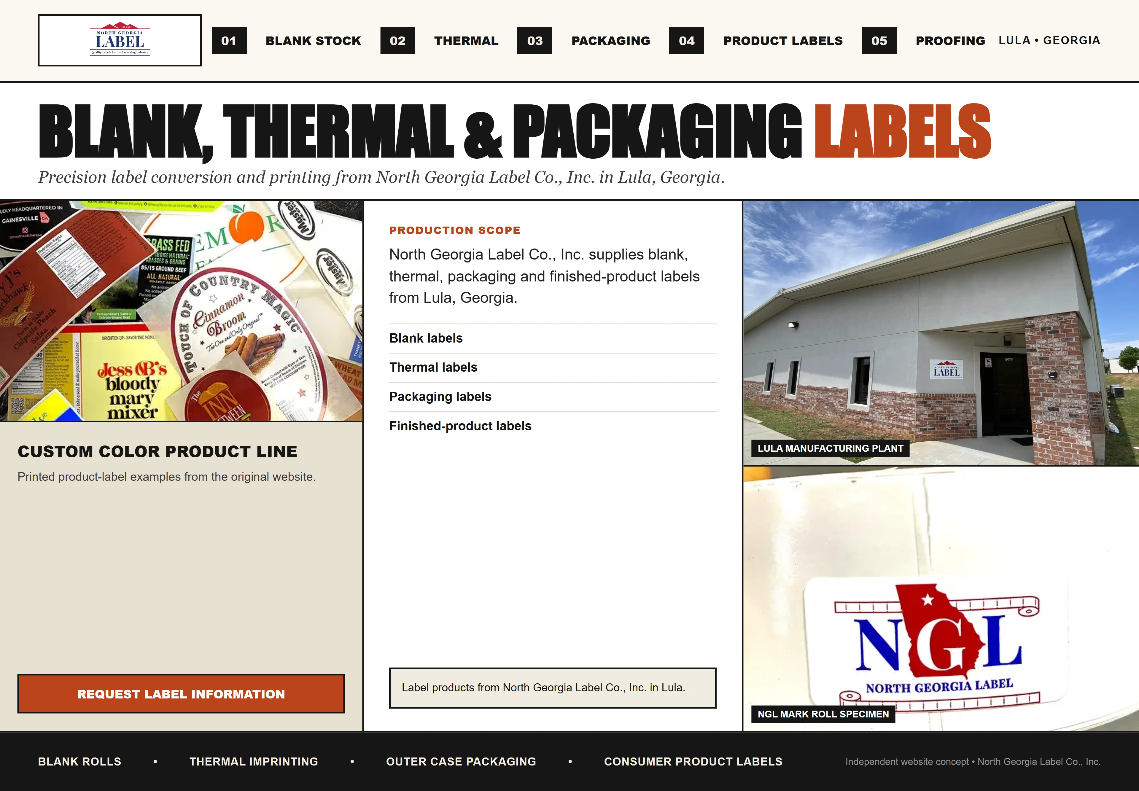 North Georgia Label Co., Inc., individual website design concept C