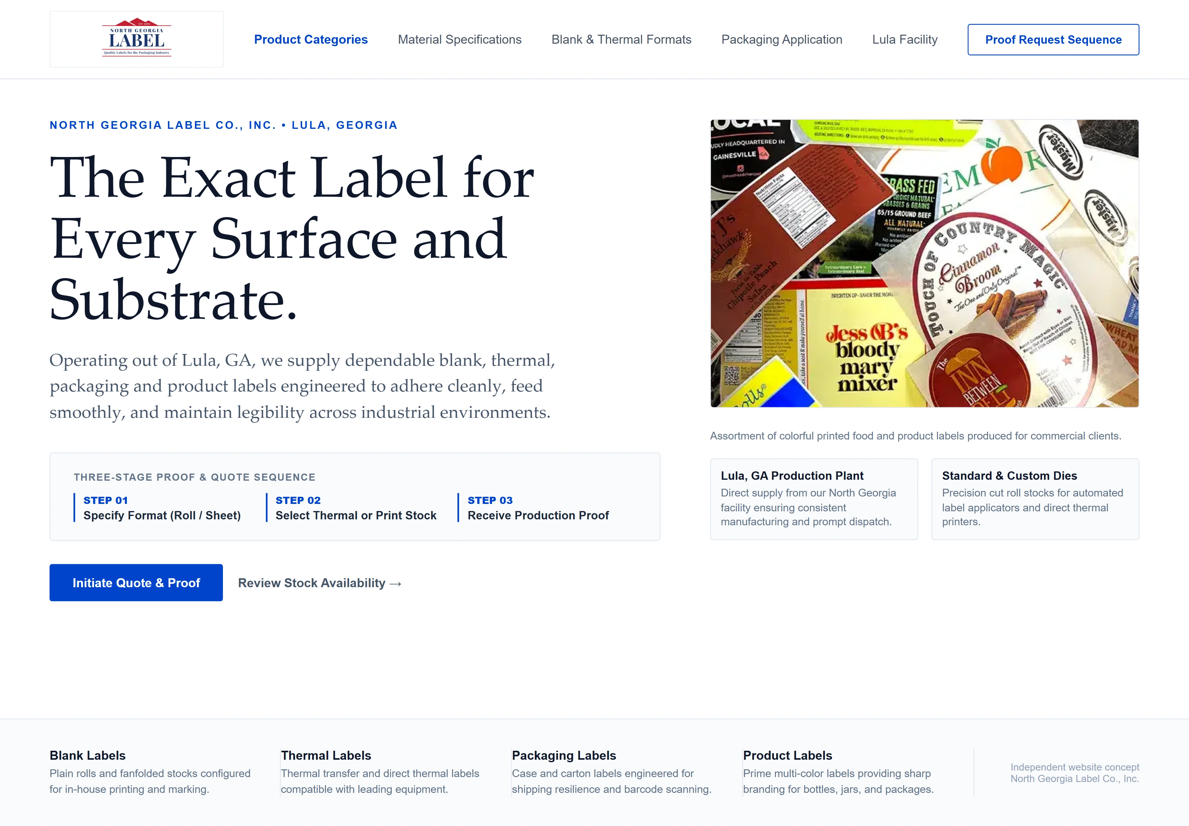 North Georgia Label Co., Inc., individual website design concept D