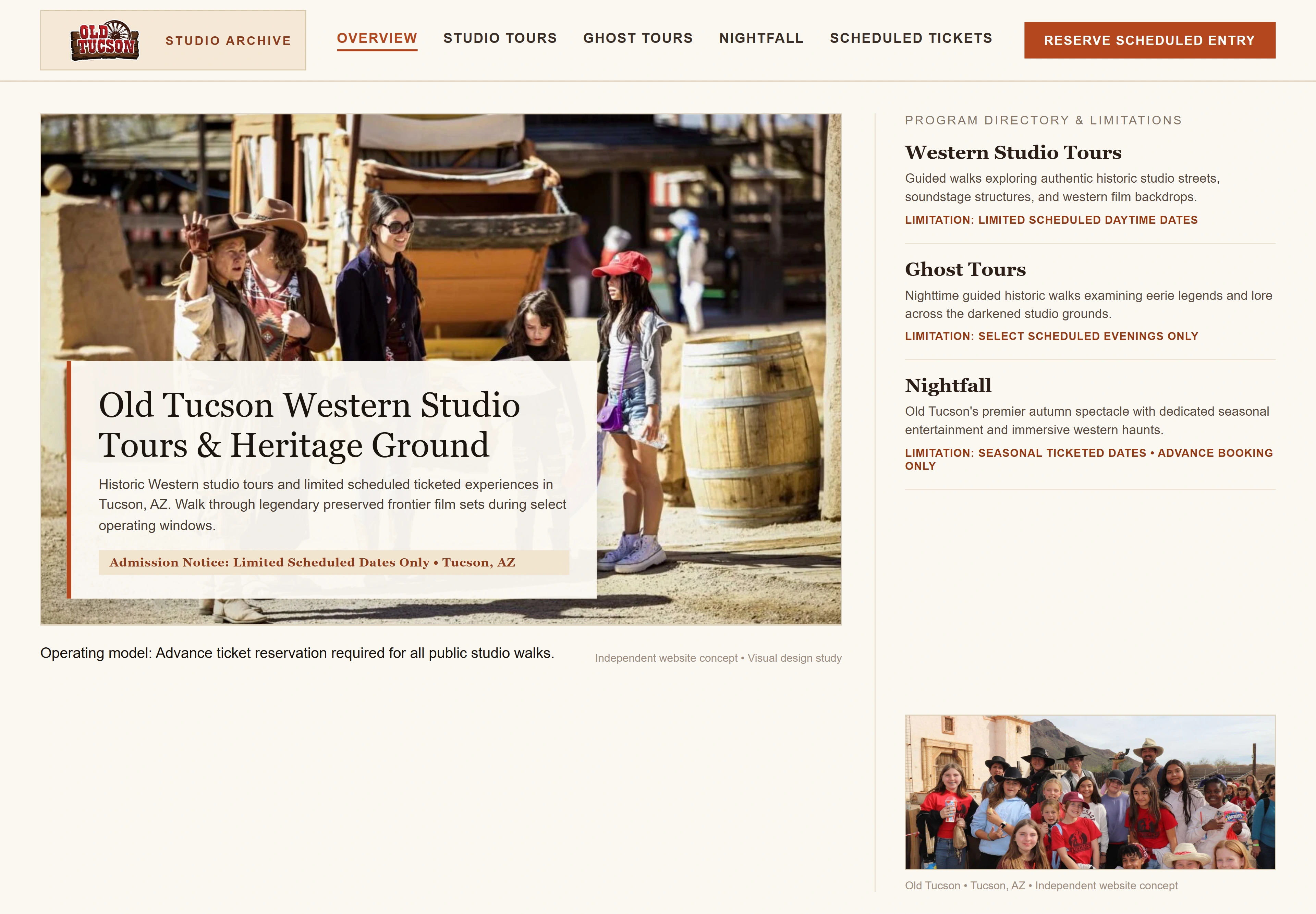 Old Tucson, individual website design concept A
