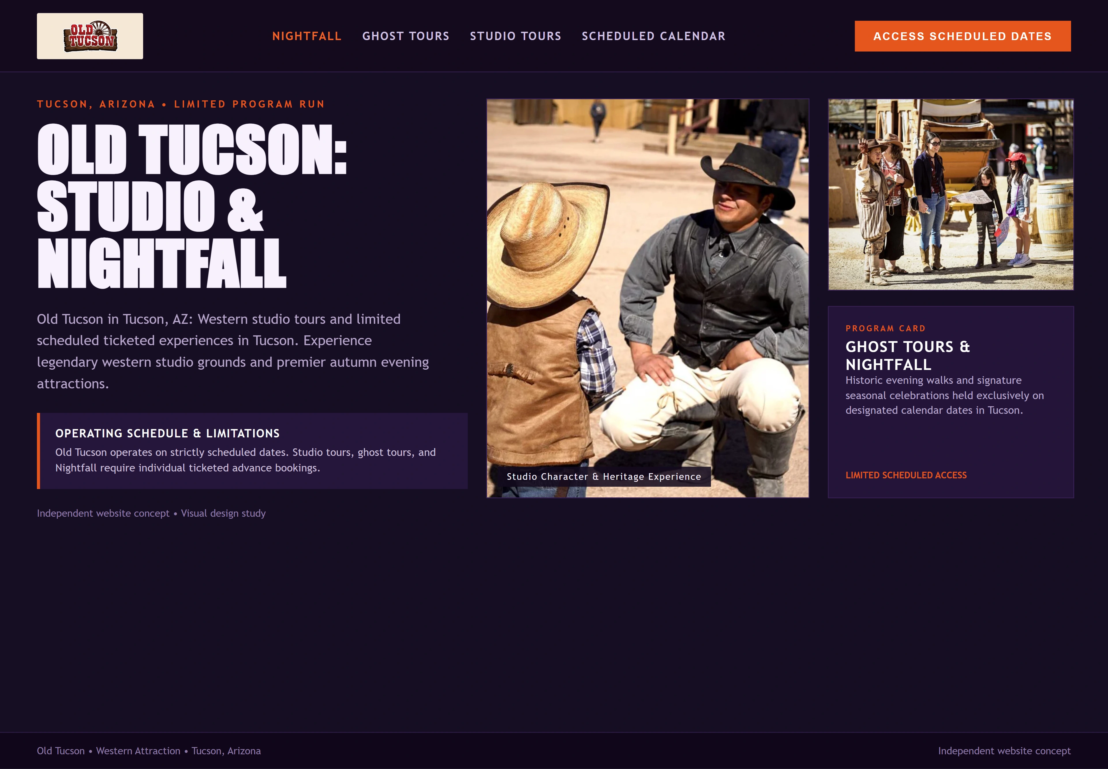 Old Tucson, individual website design concept B