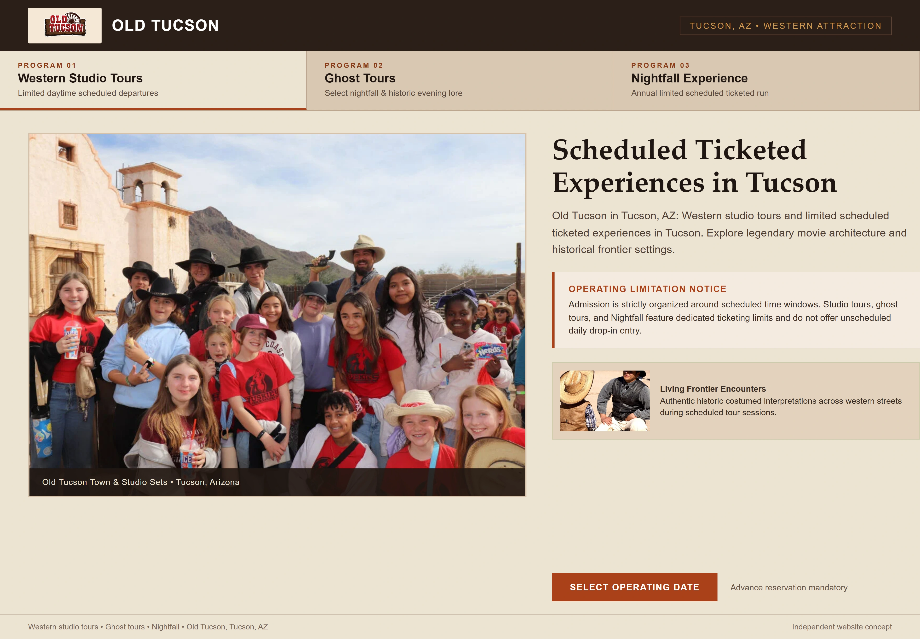 Old Tucson, individual website design concept C