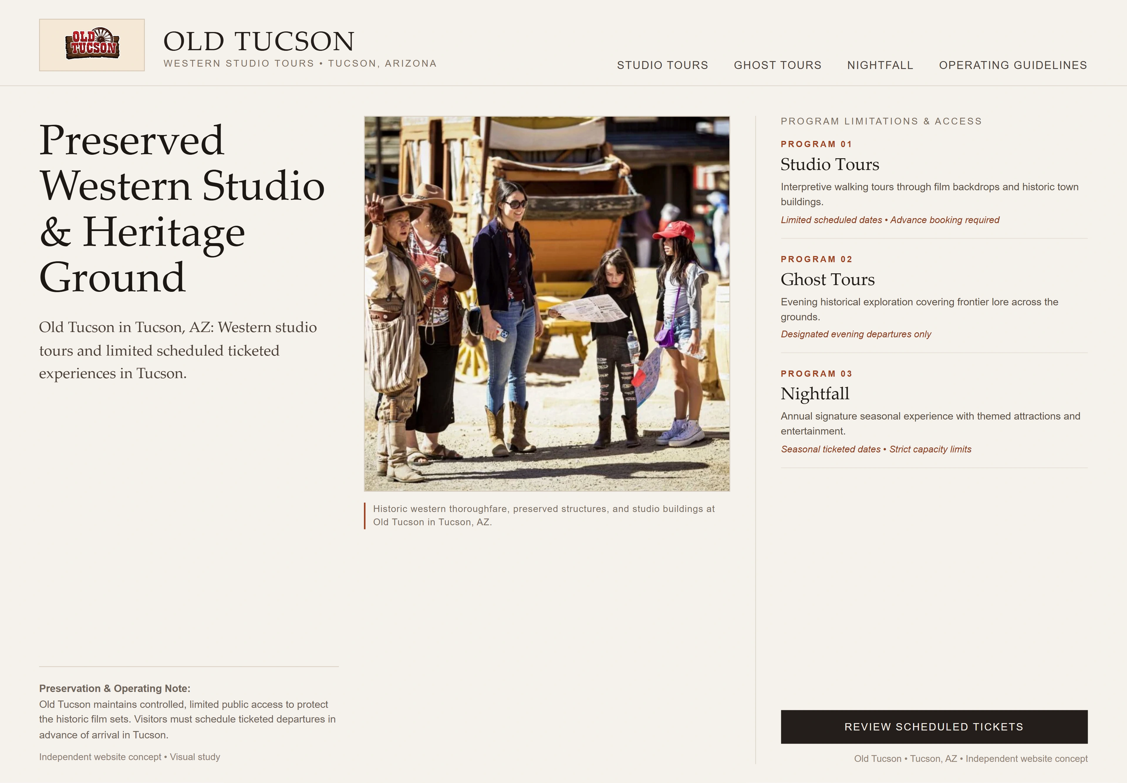Old Tucson, individual website design concept D