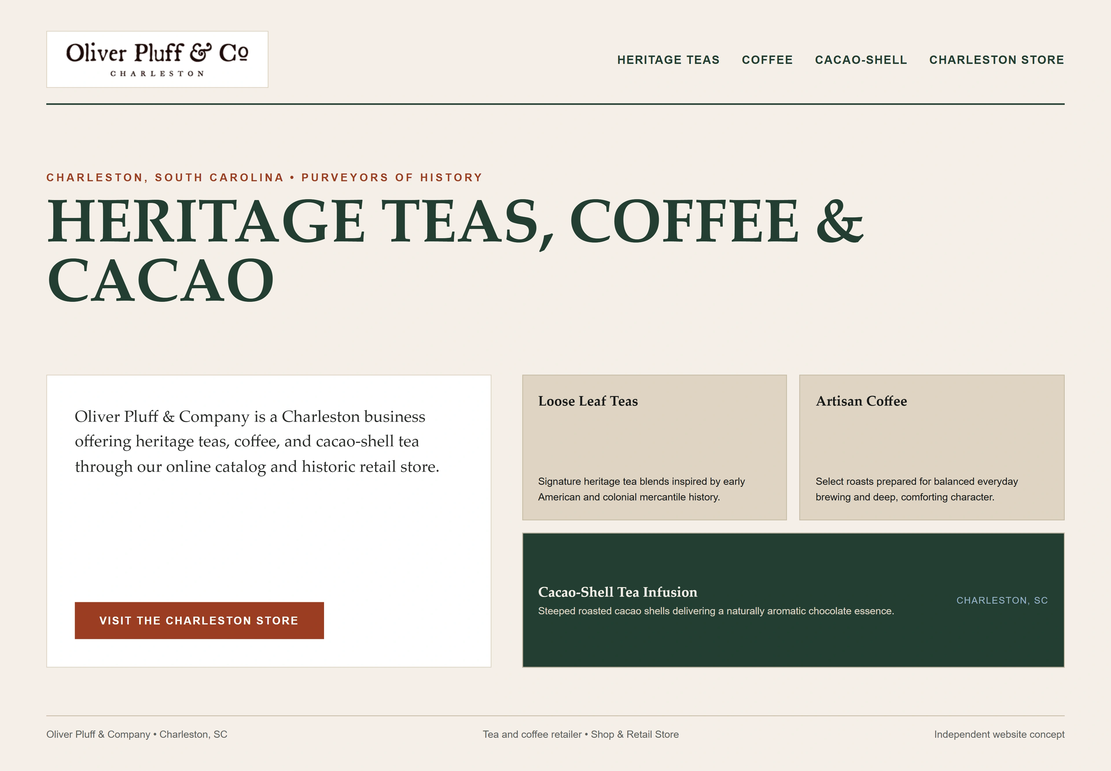 Oliver Pluff & Company, individual website design concept B
