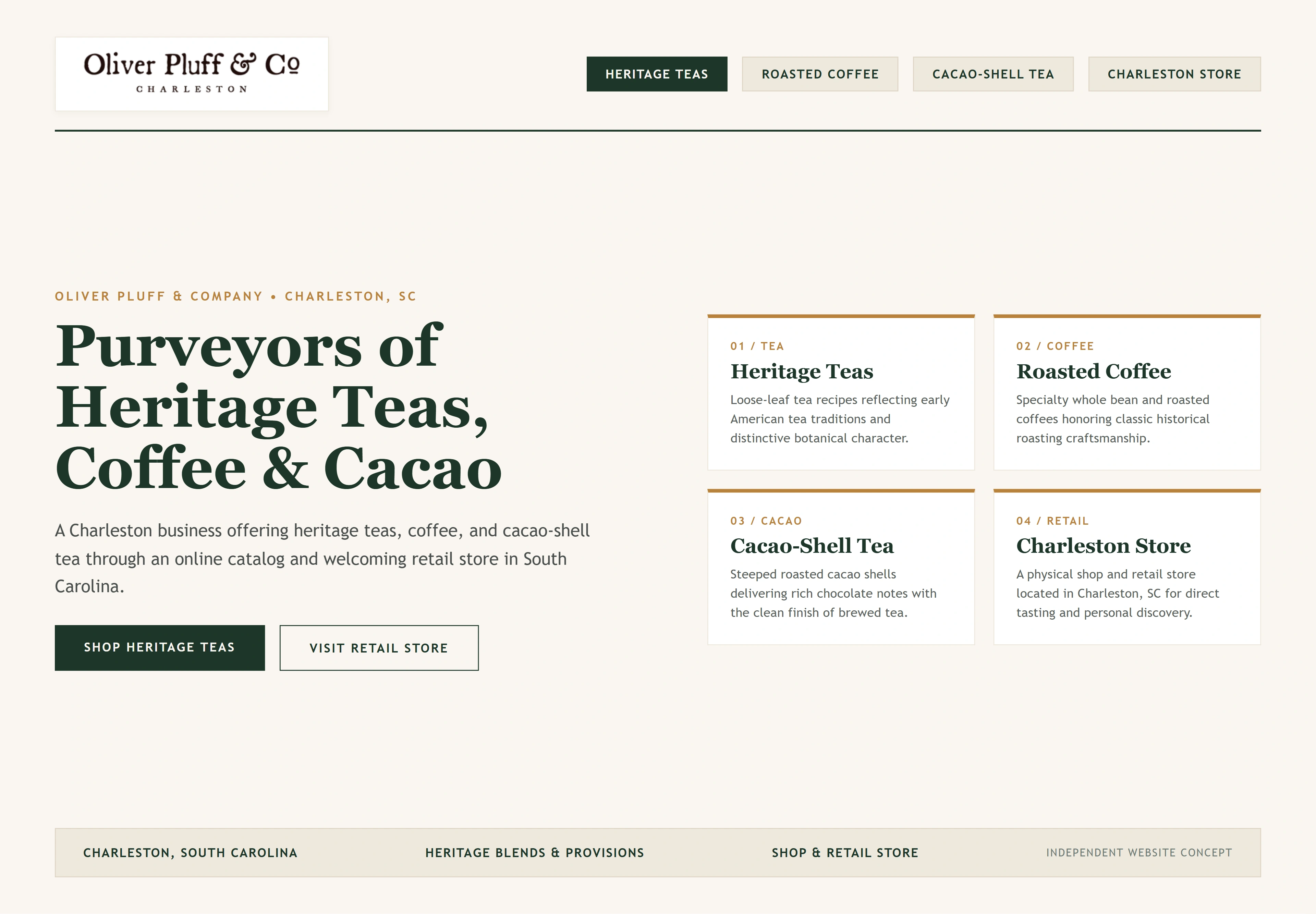 Oliver Pluff & Company, individual website design concept D