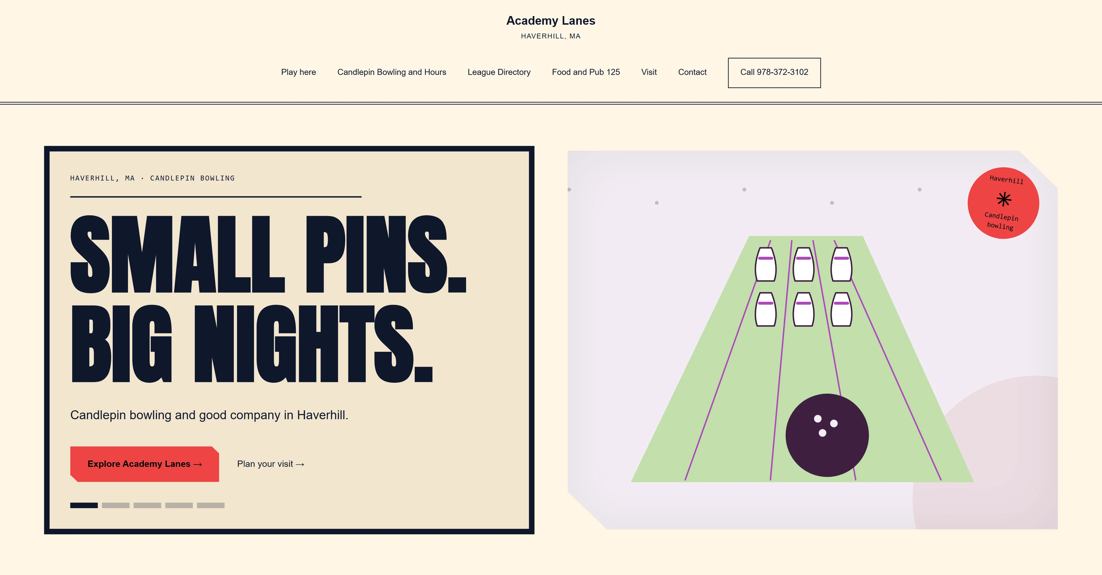 Academy Lanes website design concept A