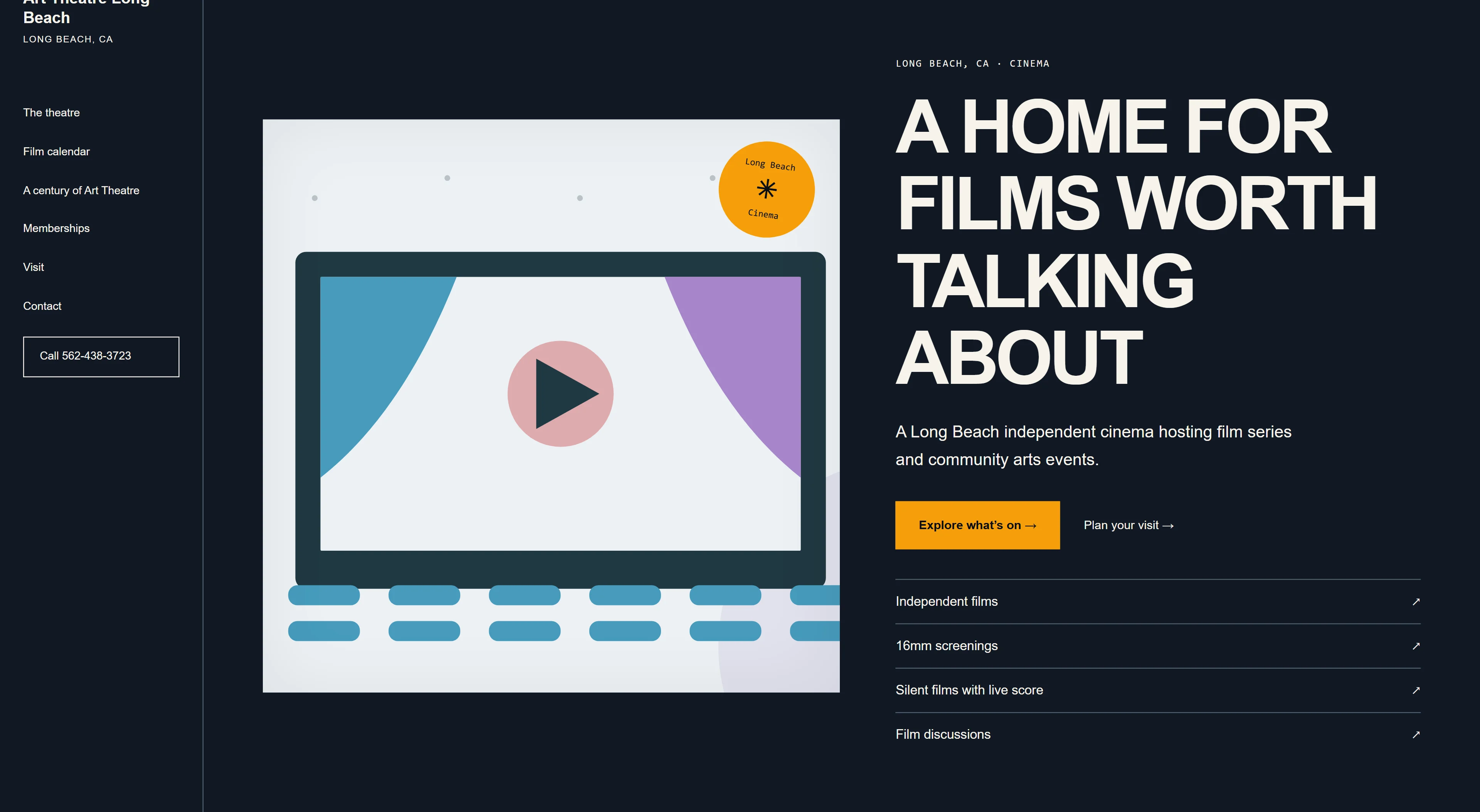 Art Theatre Long Beach website design concept B