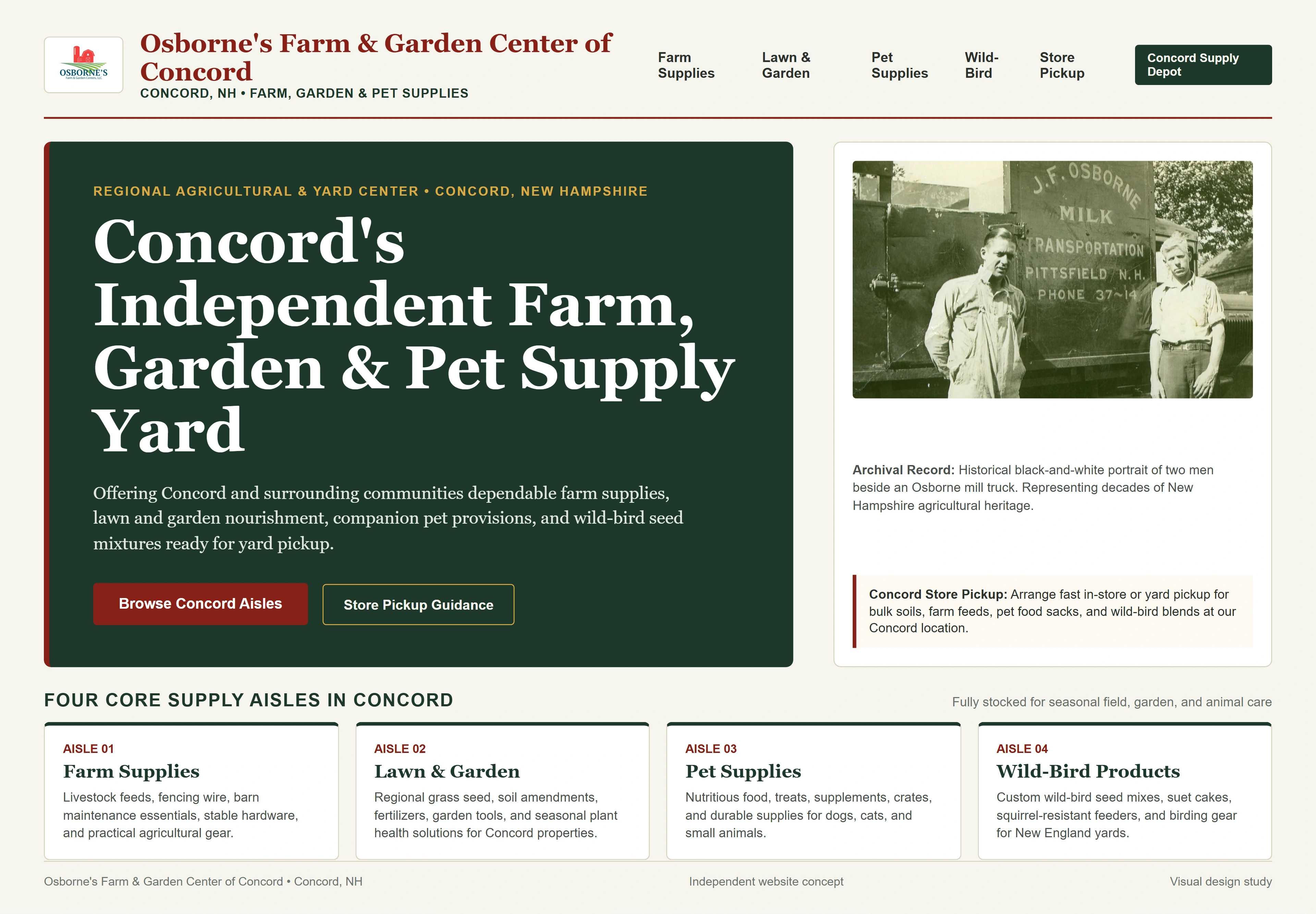 Osborne's Farm & Garden Center of Concord, individual website design concept A