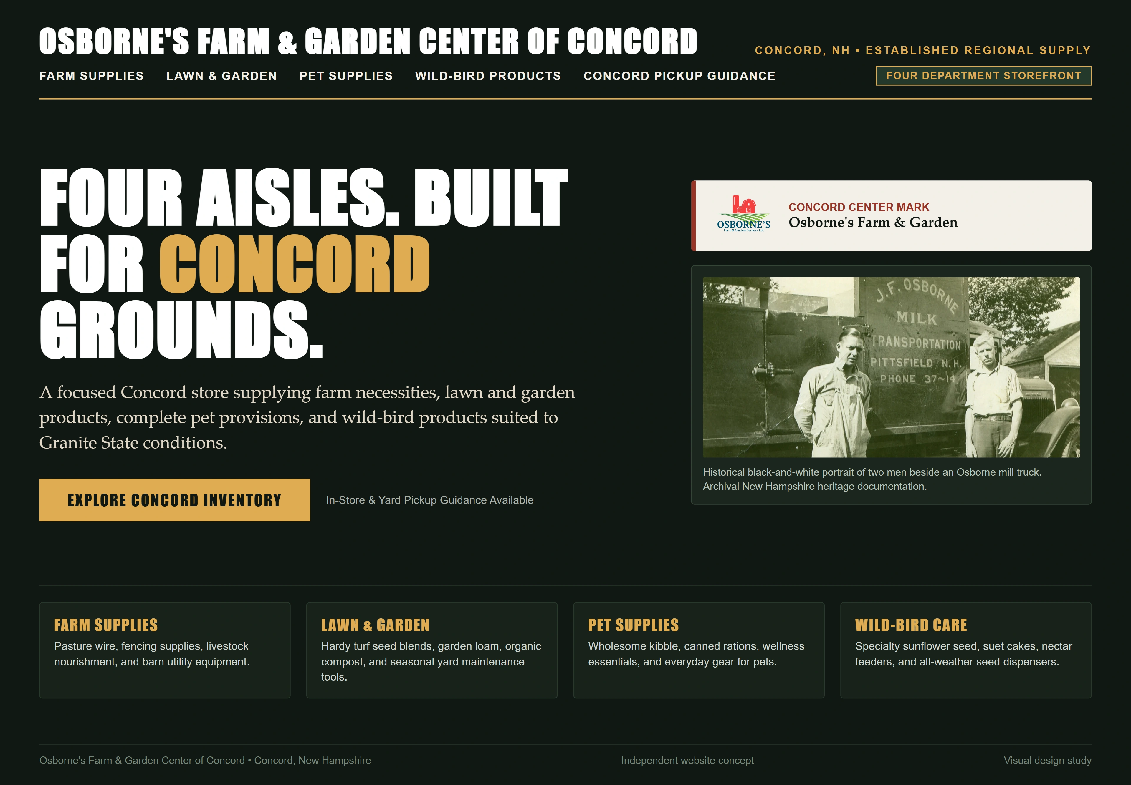 Osborne's Farm & Garden Center of Concord, individual website design concept B