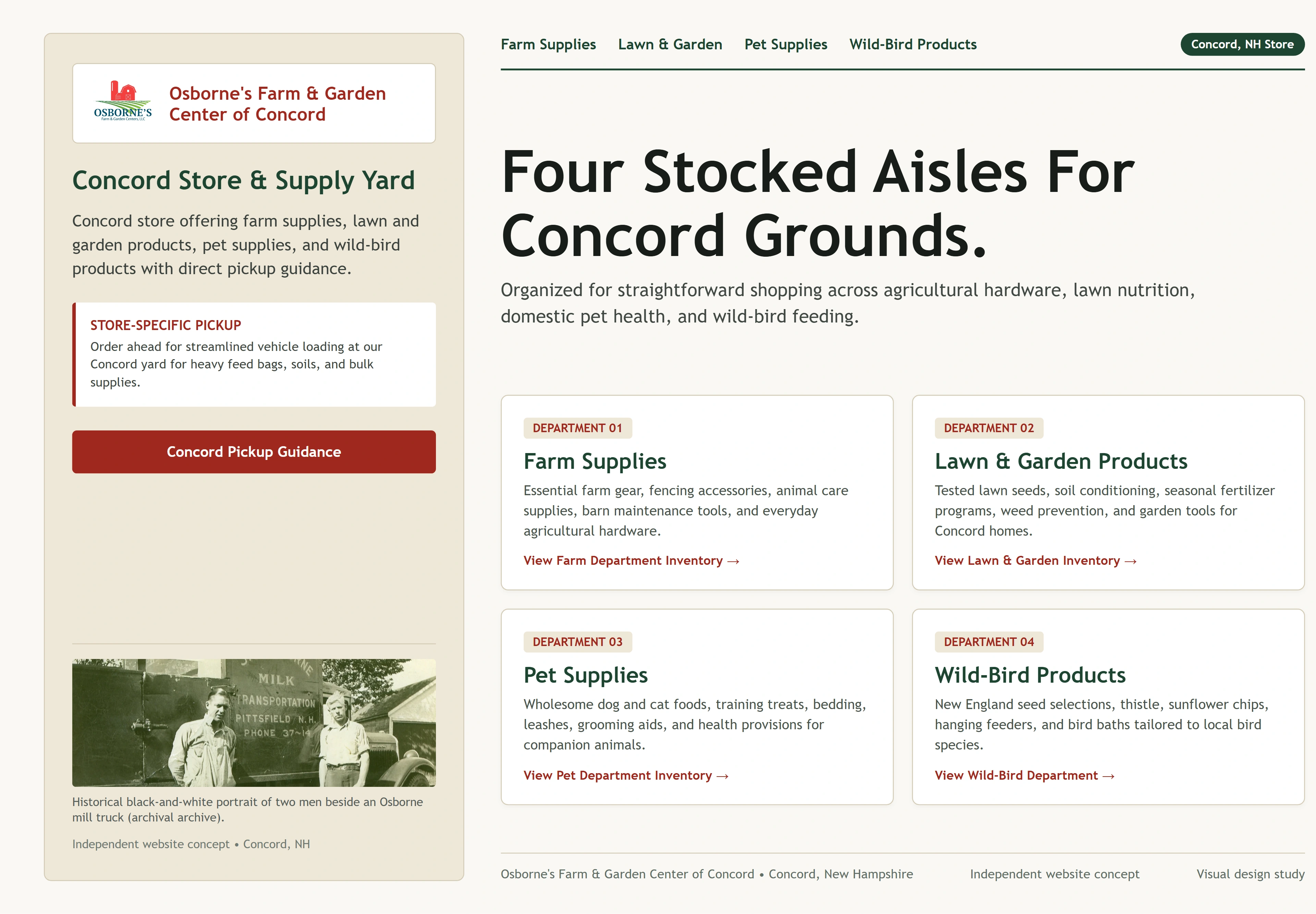 Osborne's Farm & Garden Center of Concord, individual website design concept C