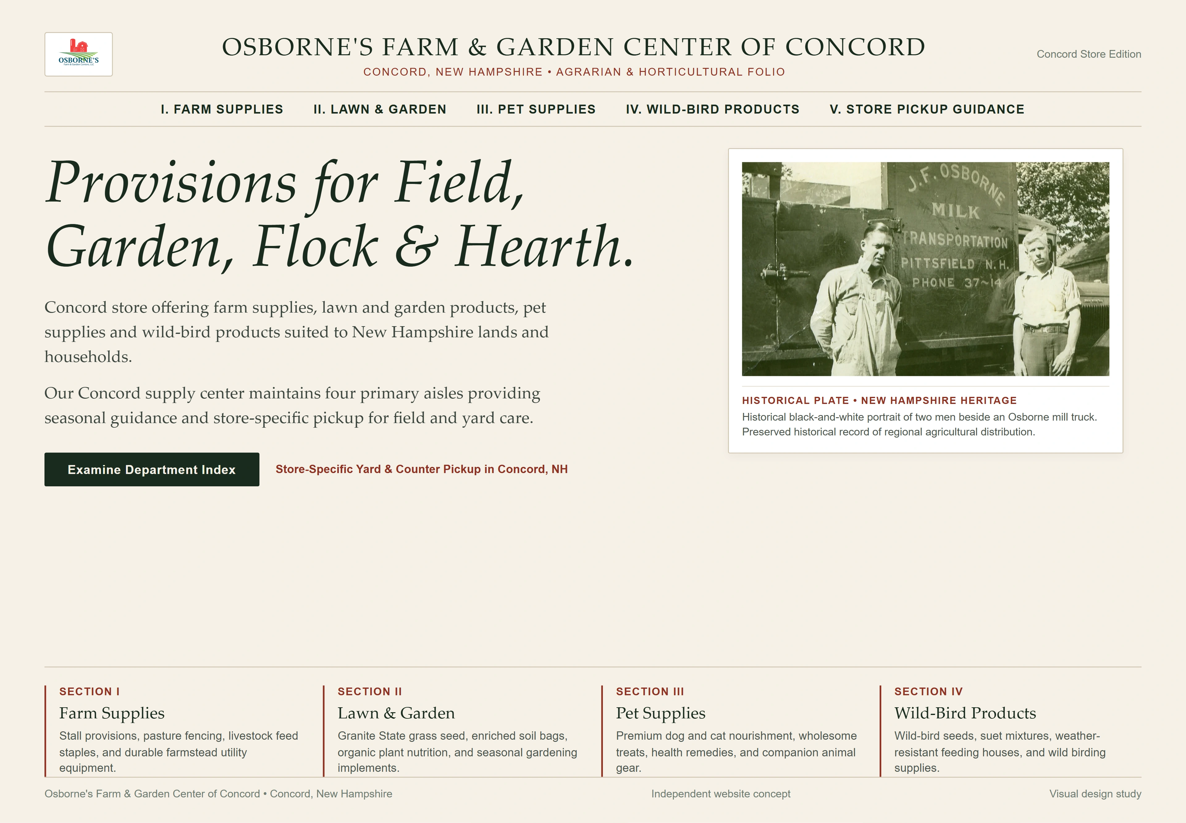 Osborne's Farm & Garden Center of Concord, individual website design concept D