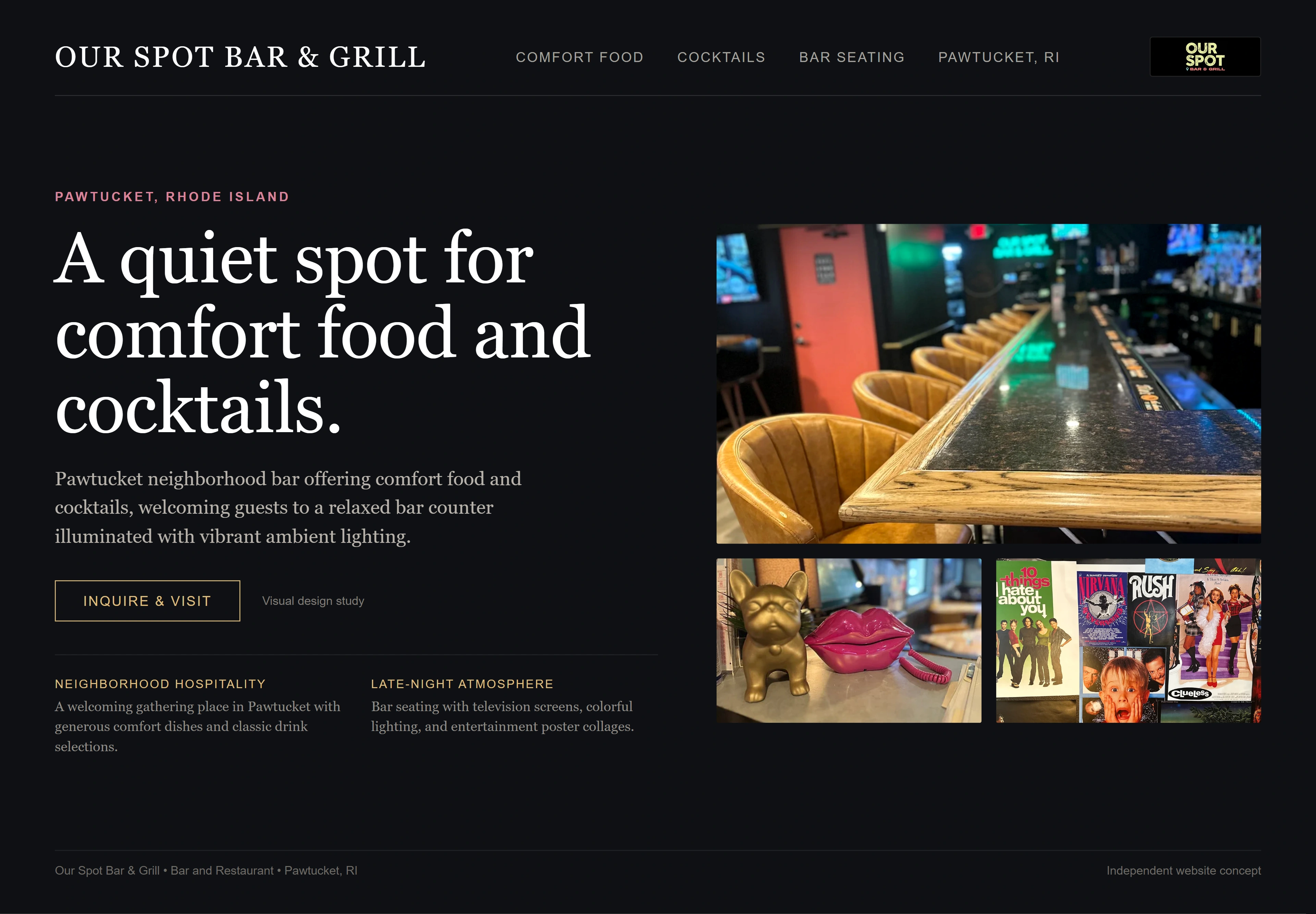 Our Spot Bar & Grill, individual website design concept D