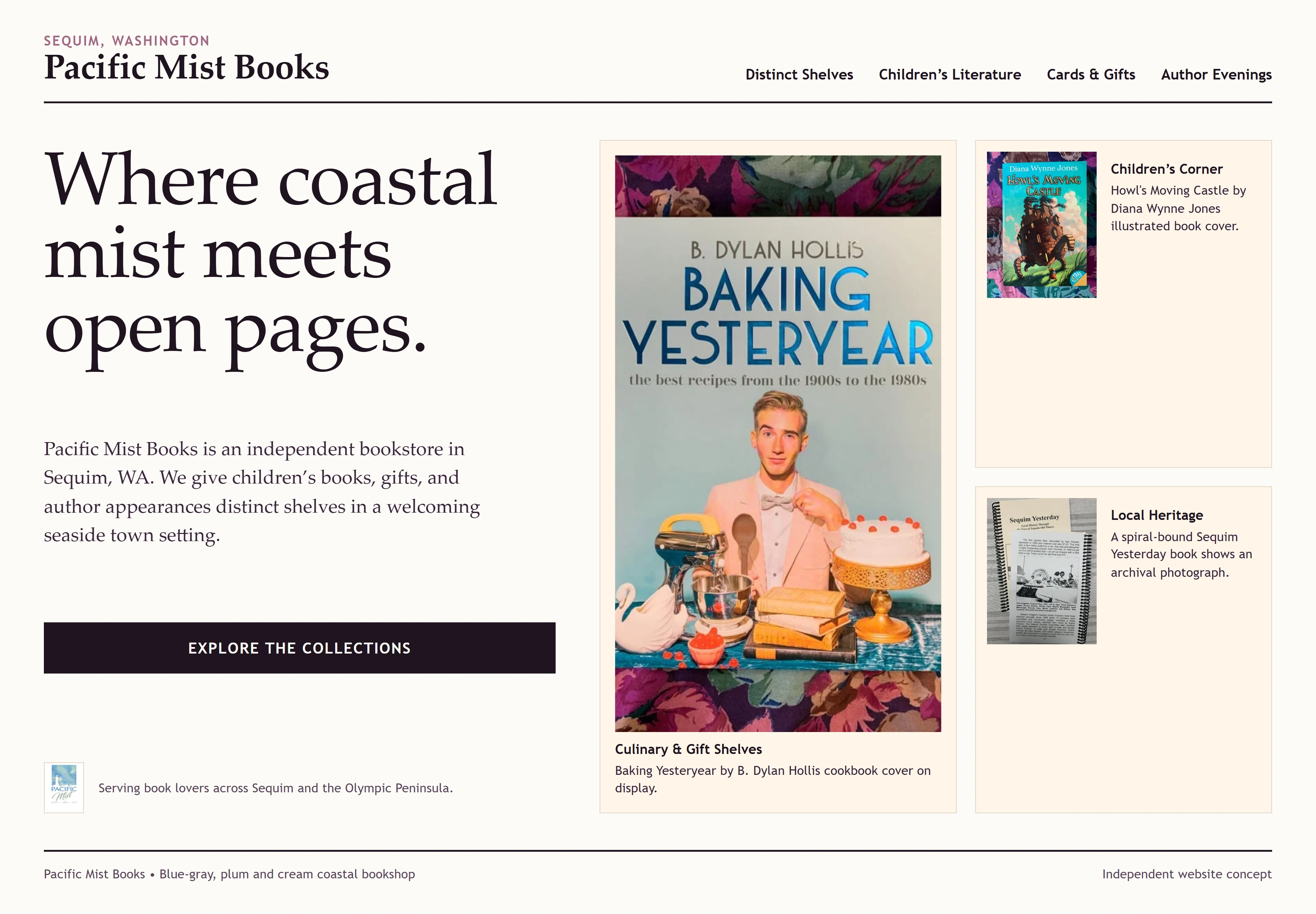 Pacific Mist Books, individual website design concept B