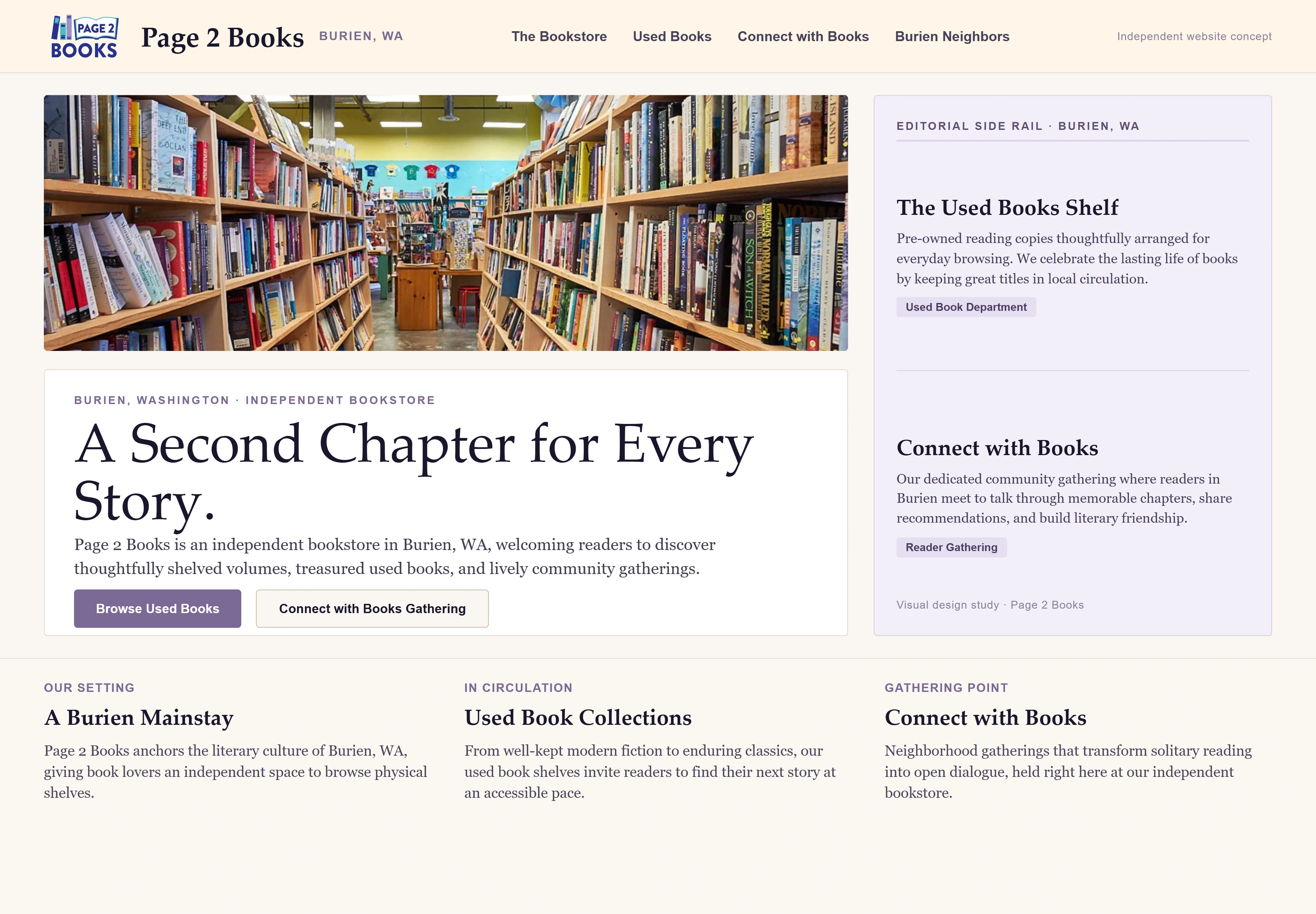 Page 2 Books, individual website design concept A