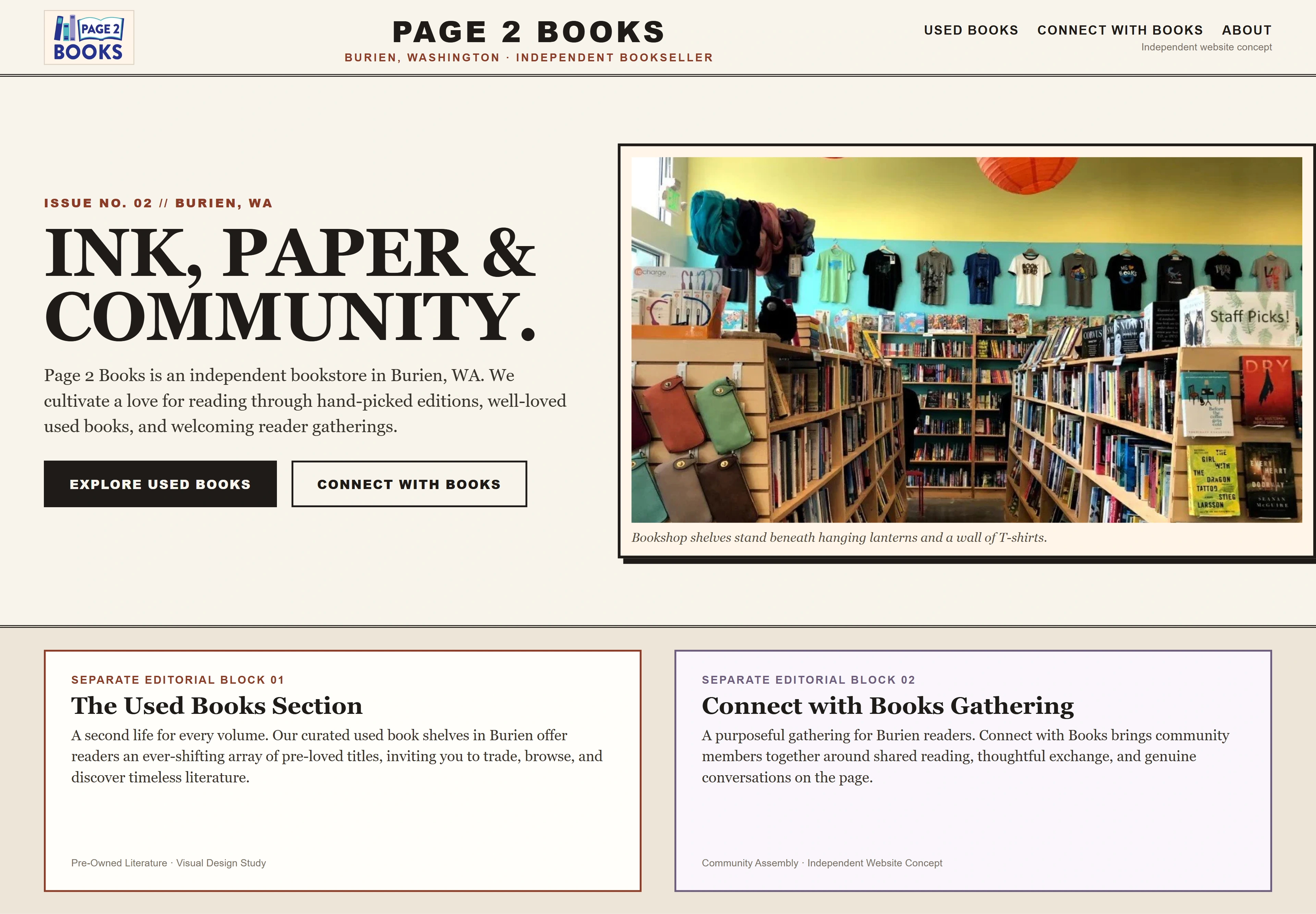 Page 2 Books, individual website design concept B