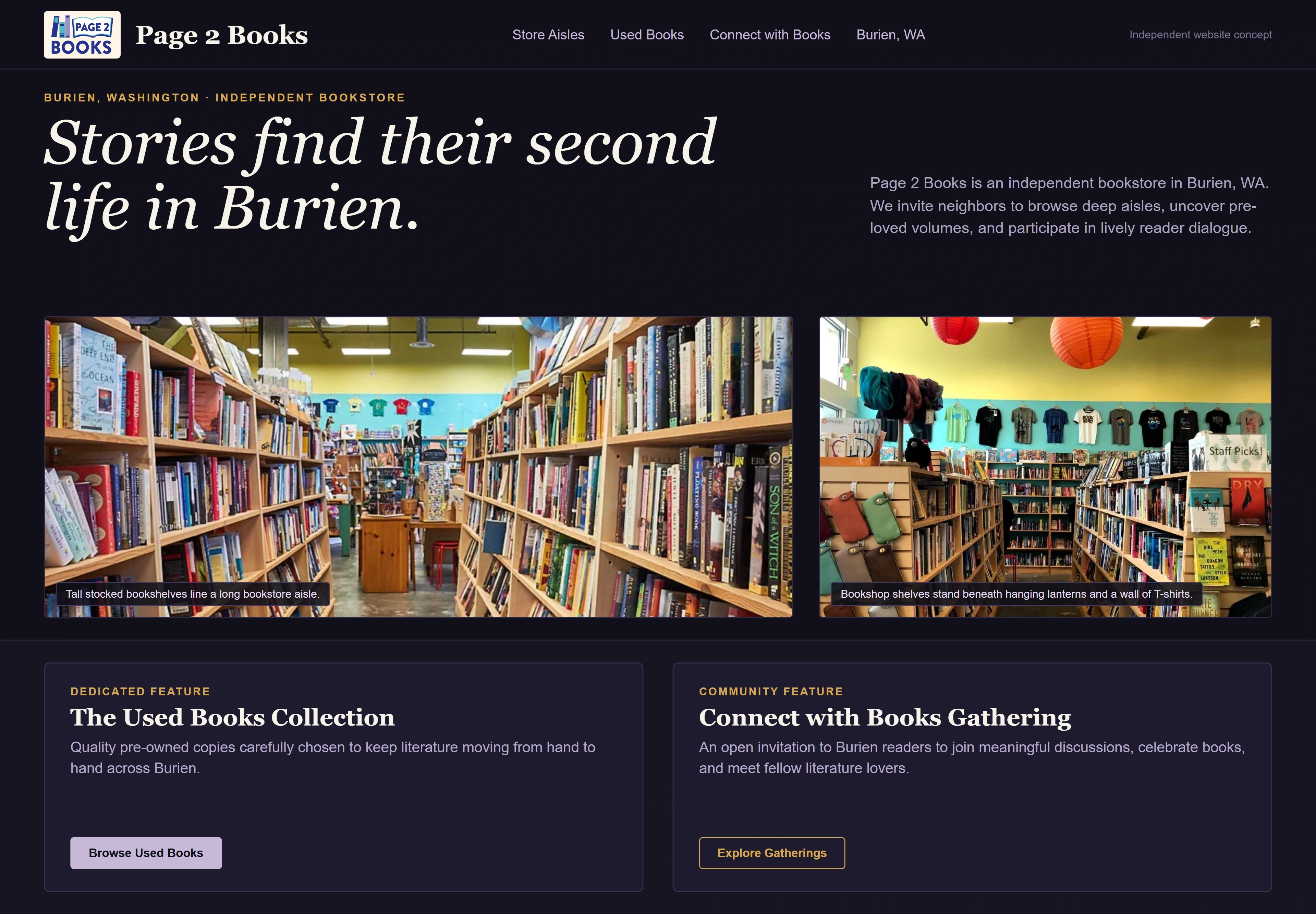 Page 2 Books, individual website design concept C