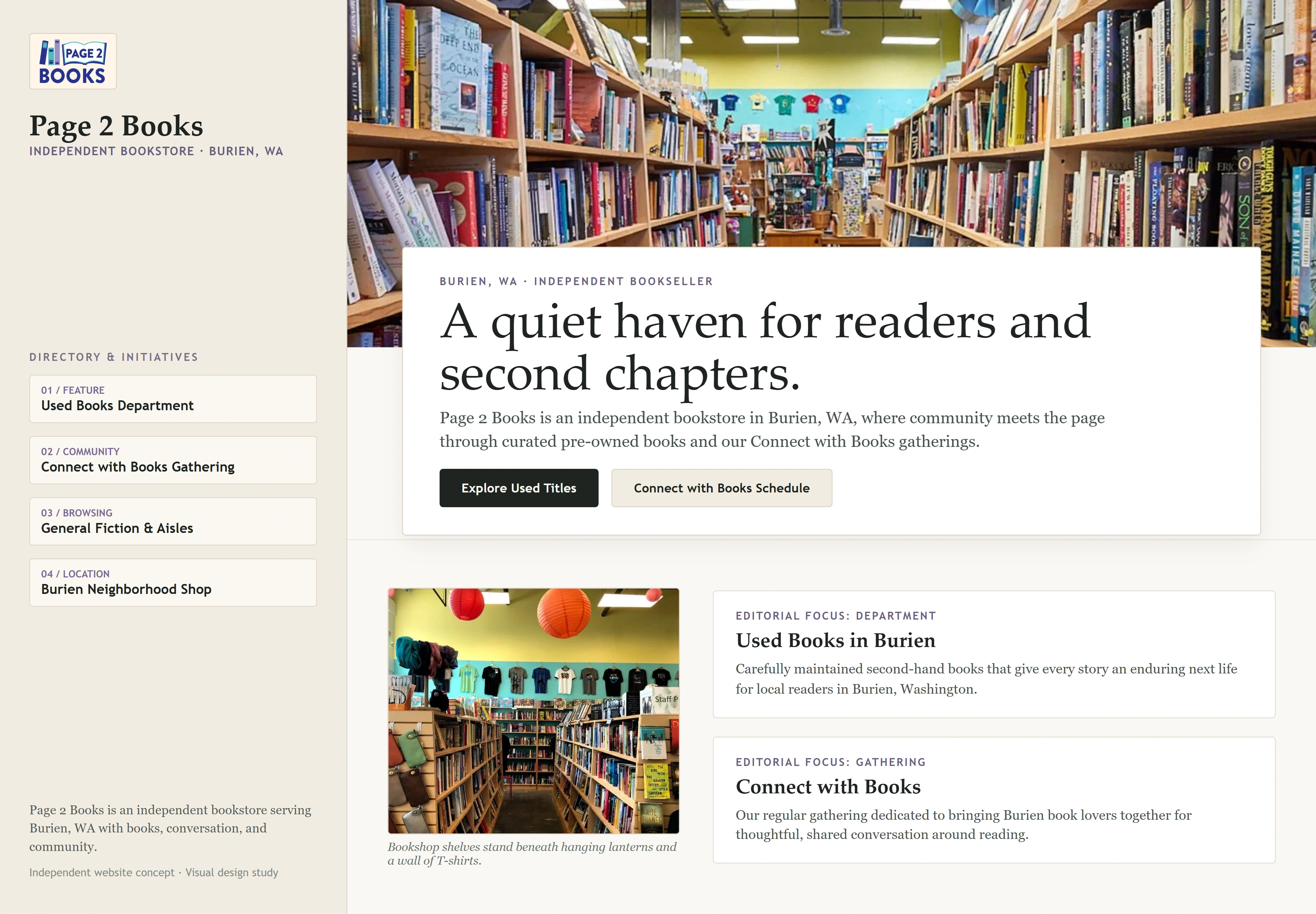 Page 2 Books, individual website design concept D