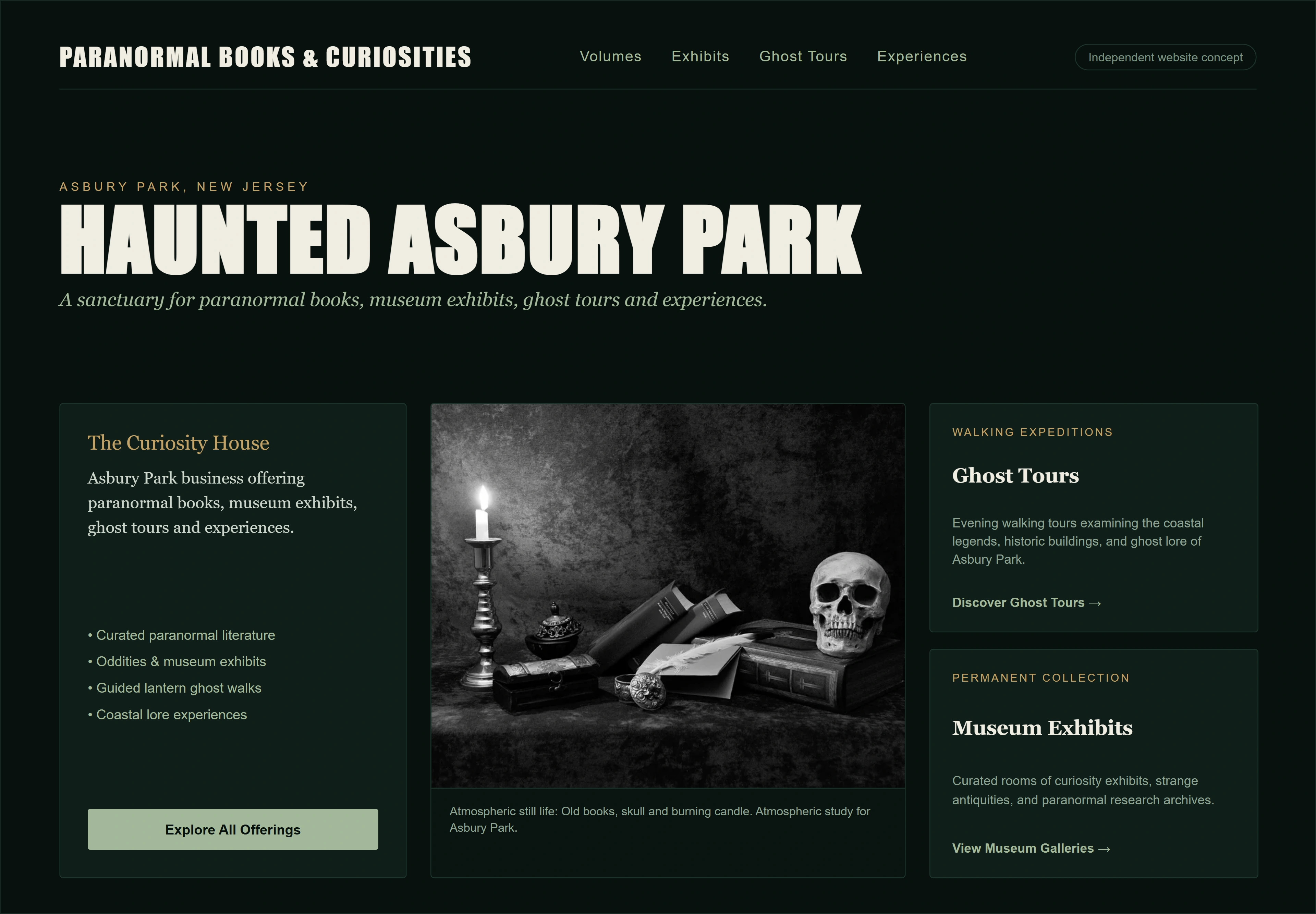 Paranormal Books & Curiosities, individual website design concept D