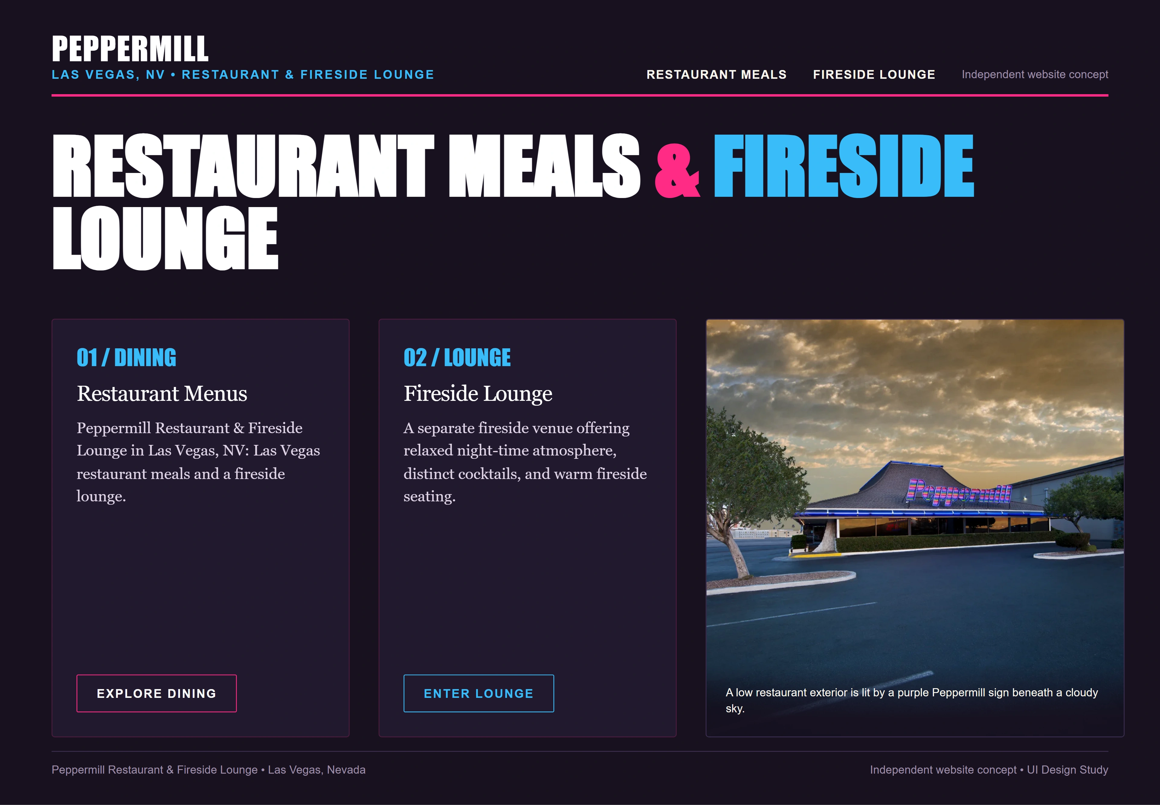Peppermill Restaurant & Fireside Lounge, individual website design concept D