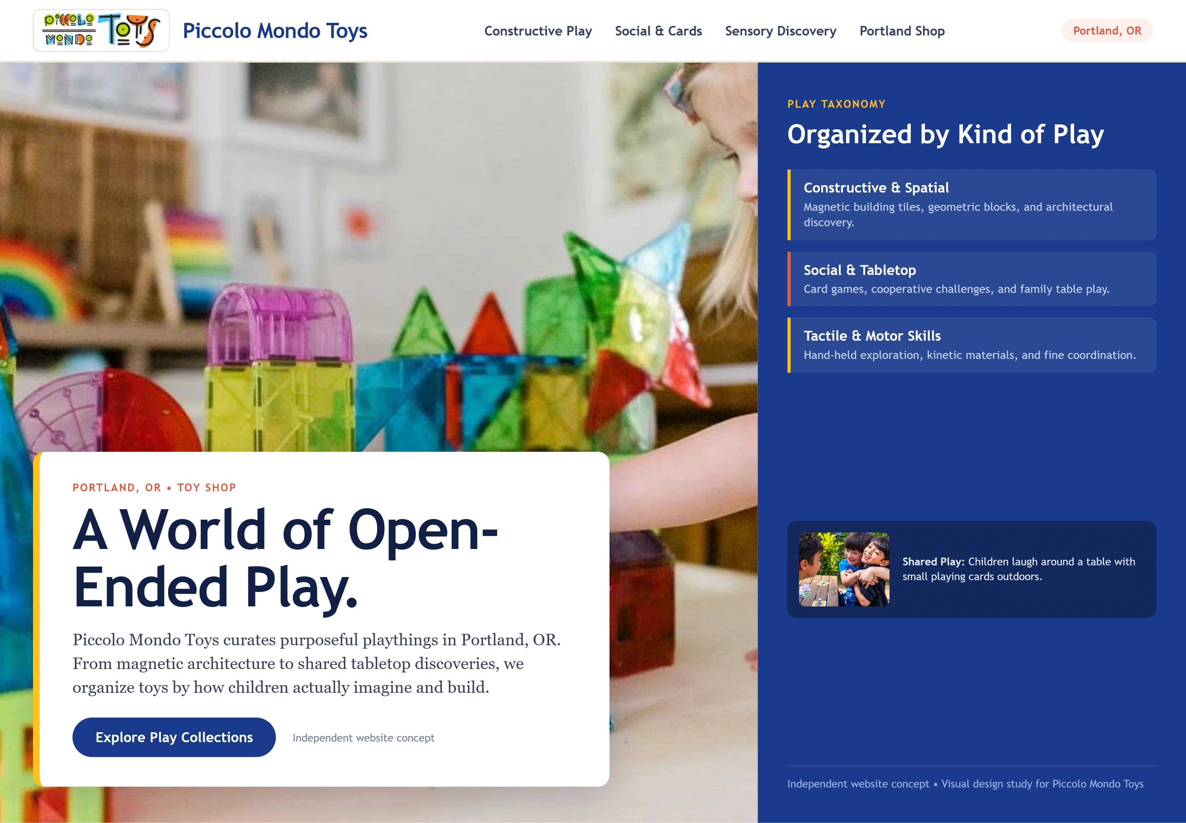 Piccolo Mondo Toys, individual website design concept A