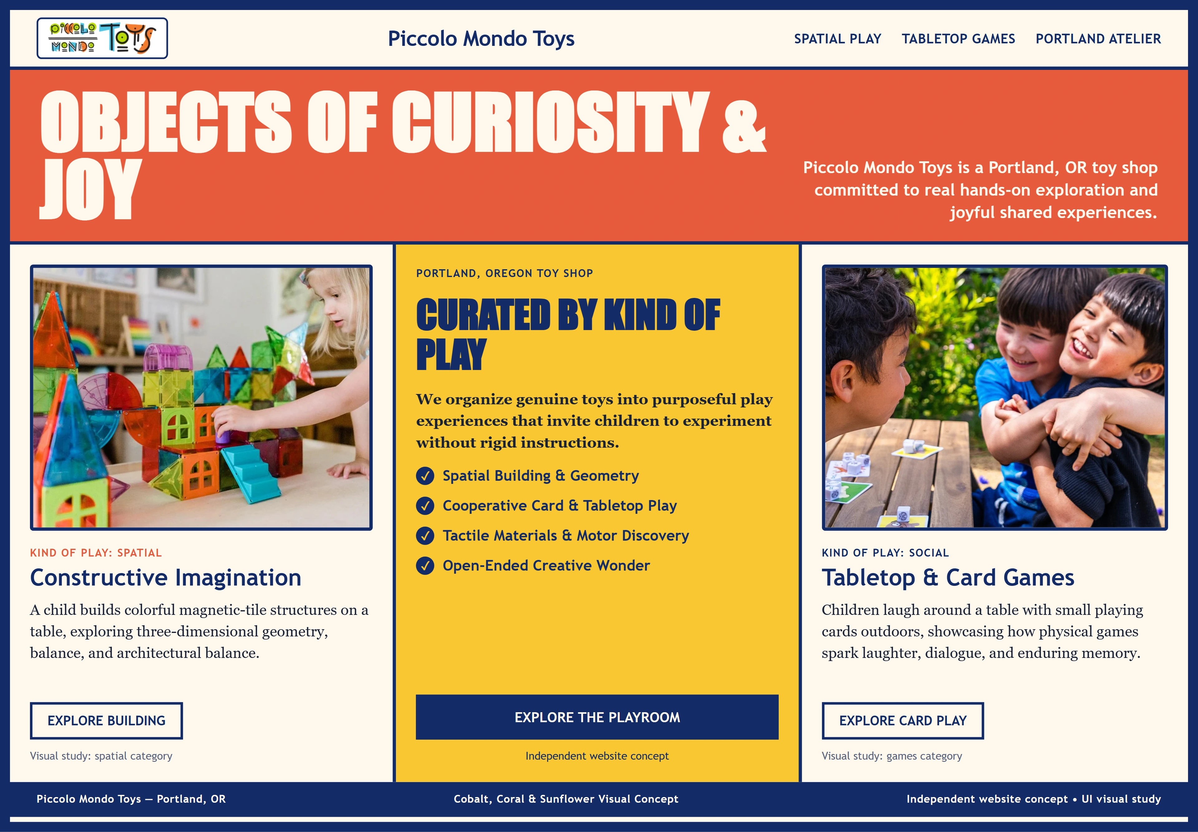 Piccolo Mondo Toys, individual website design concept B