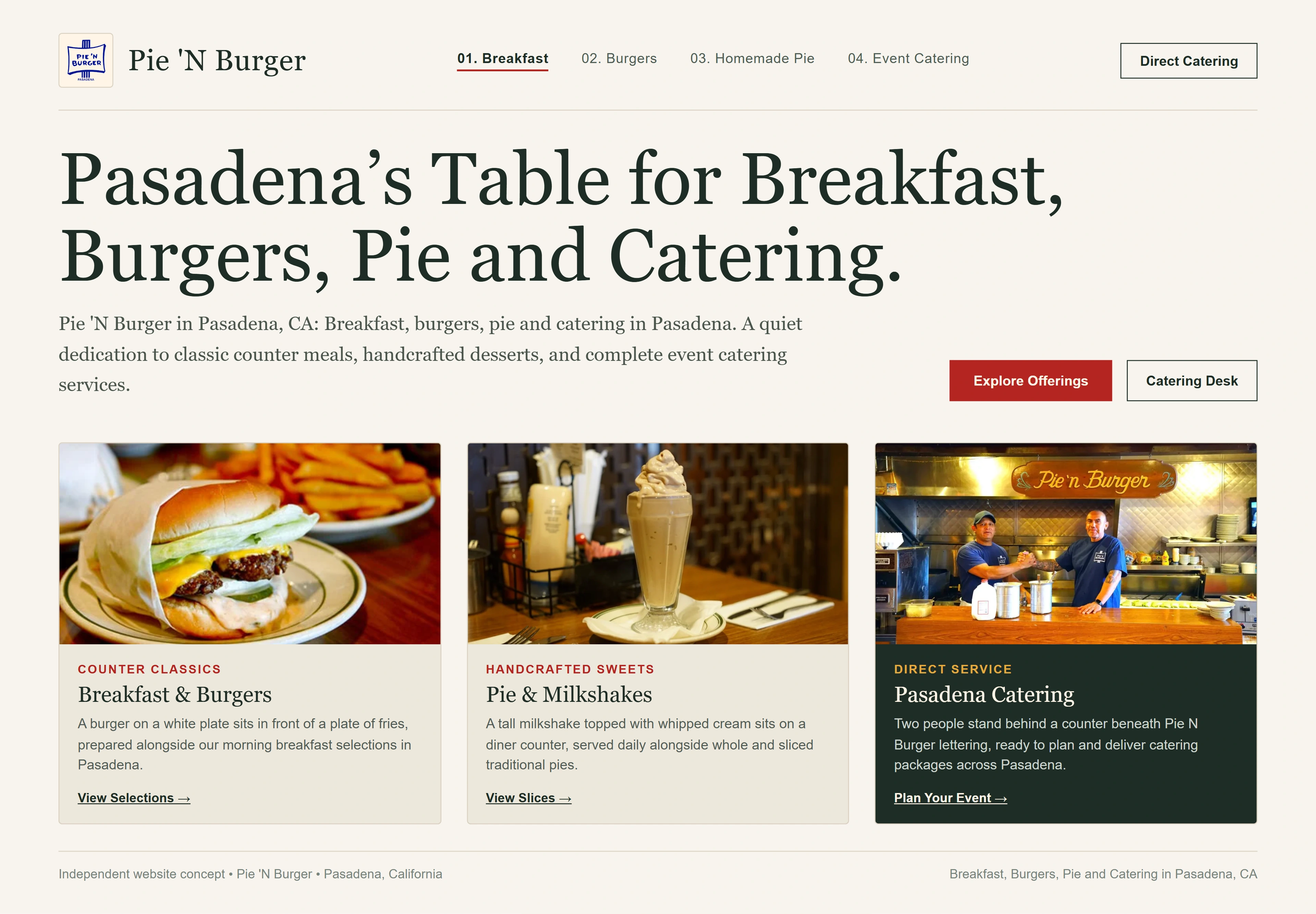 Pie 'N Burger, individual website design concept D