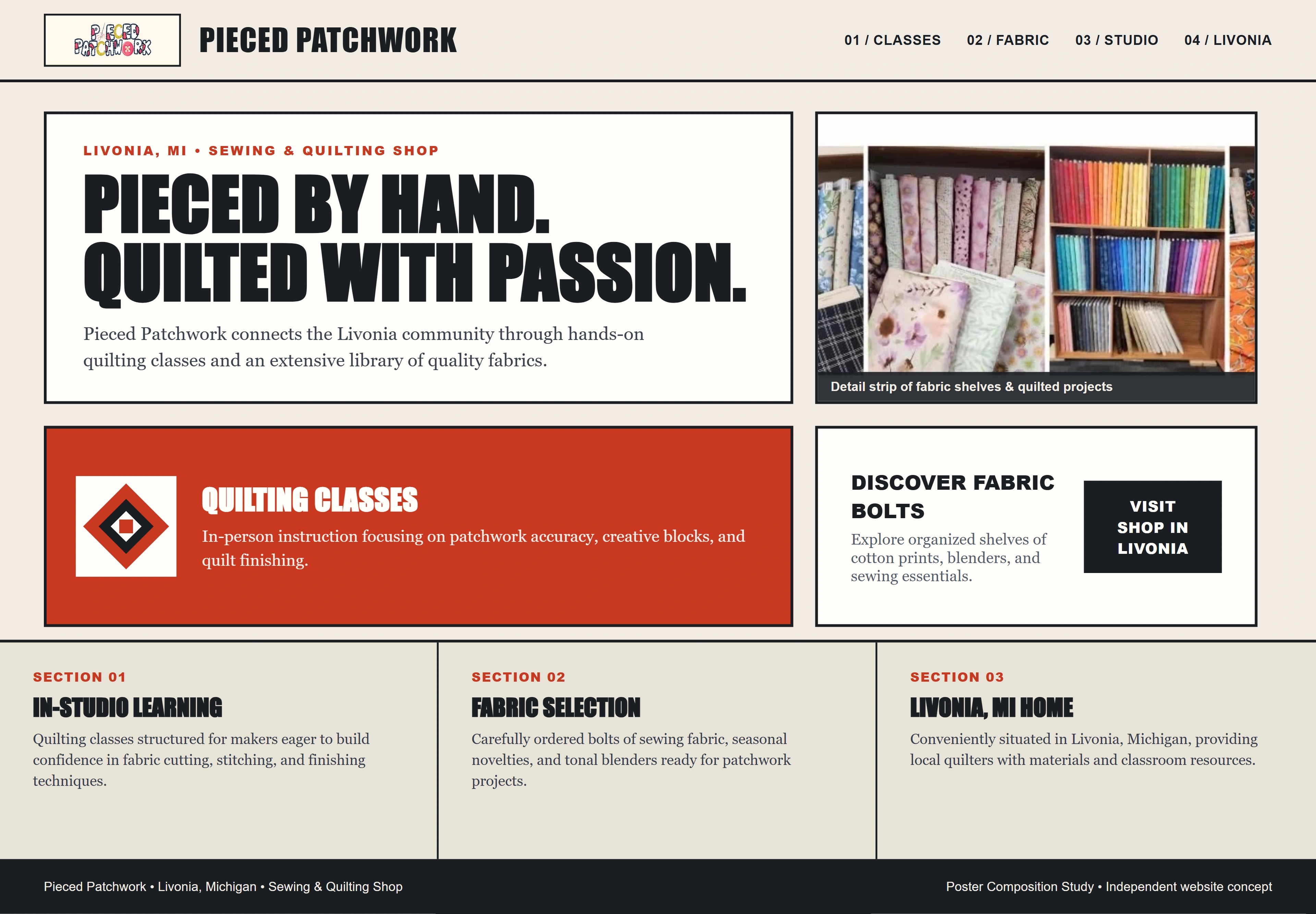 Pieced Patchwork, individual website design concept C