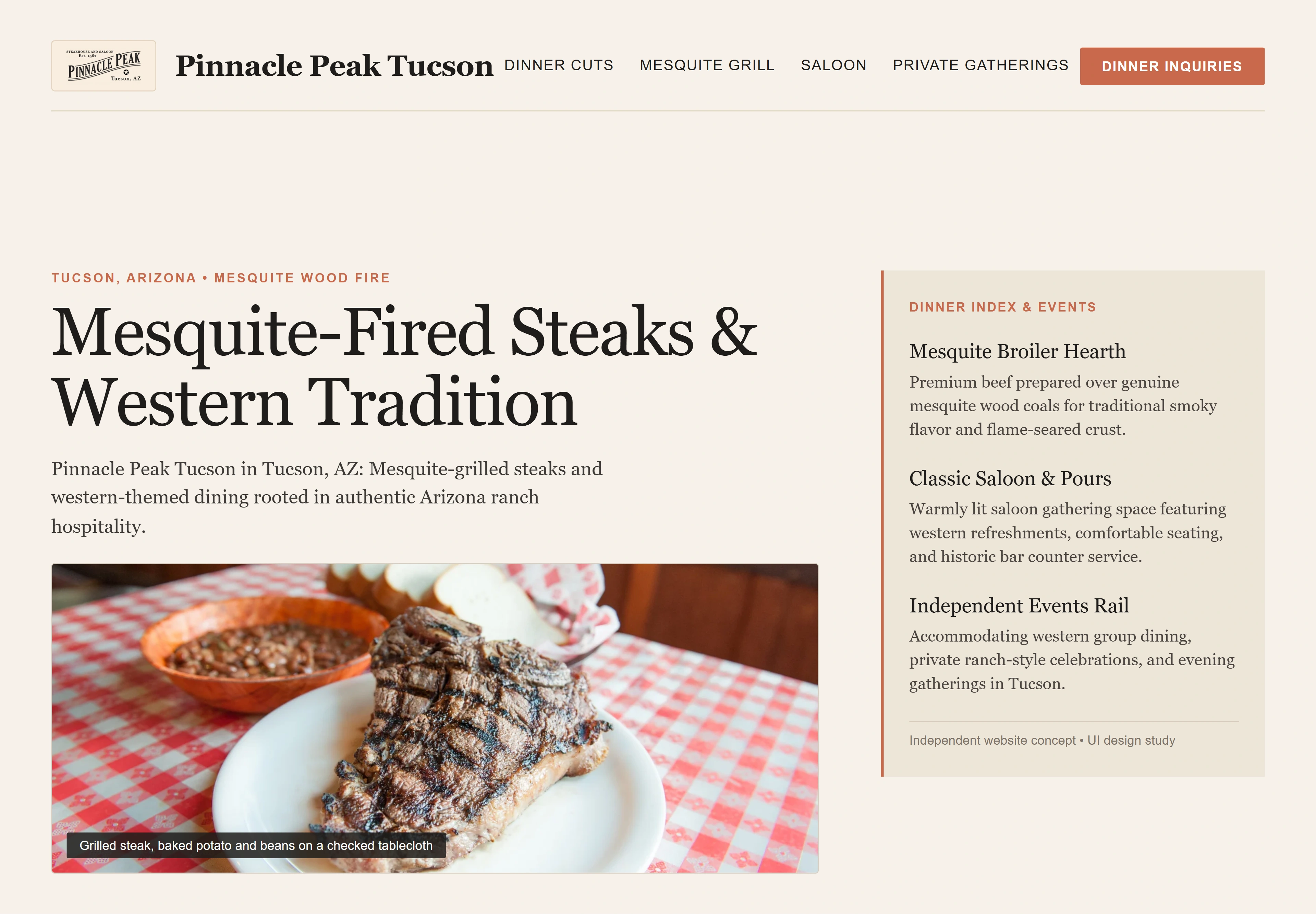 Pinnacle Peak Tucson, individual website design concept A