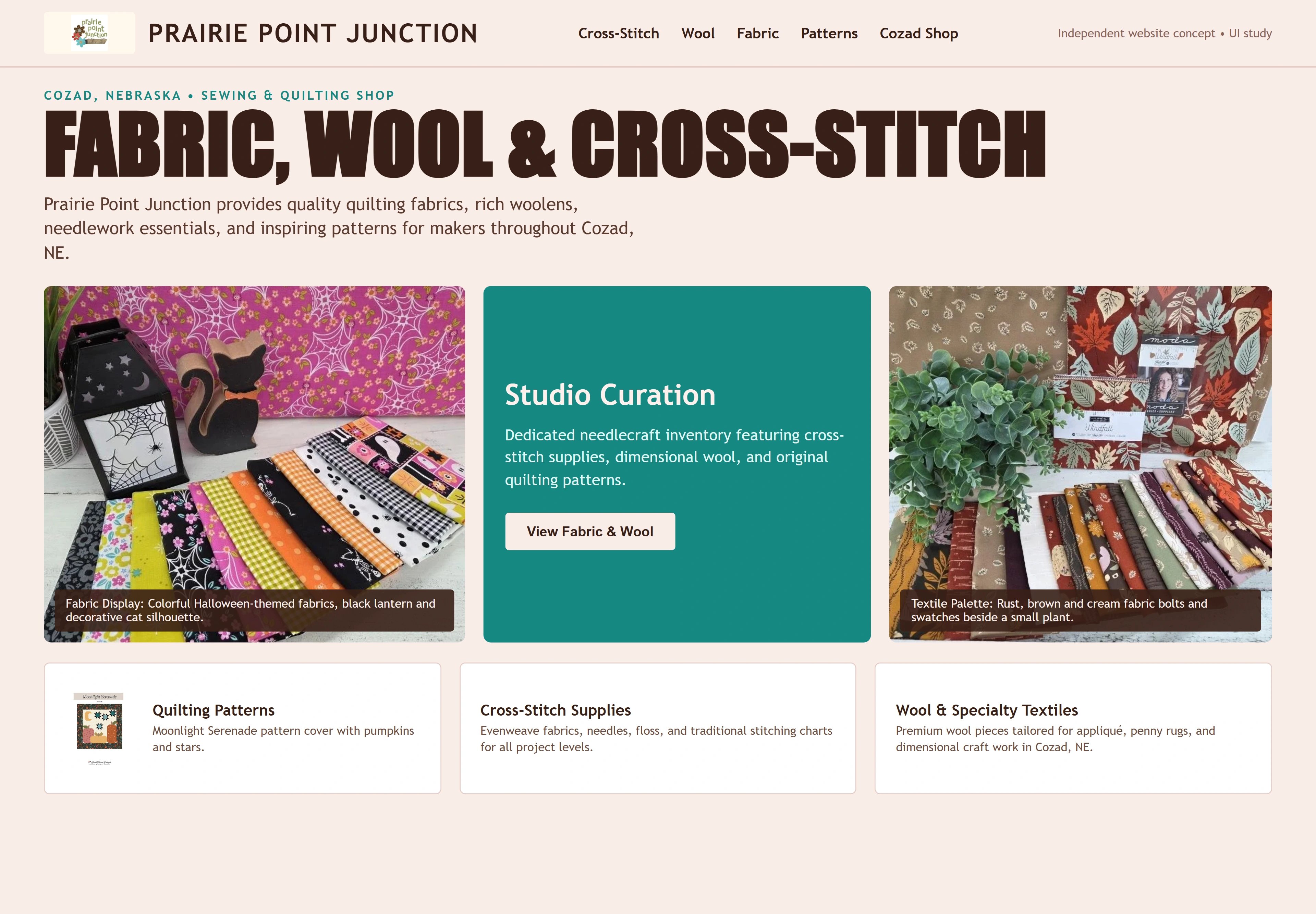 Prairie Point Junction, individual website design concept B