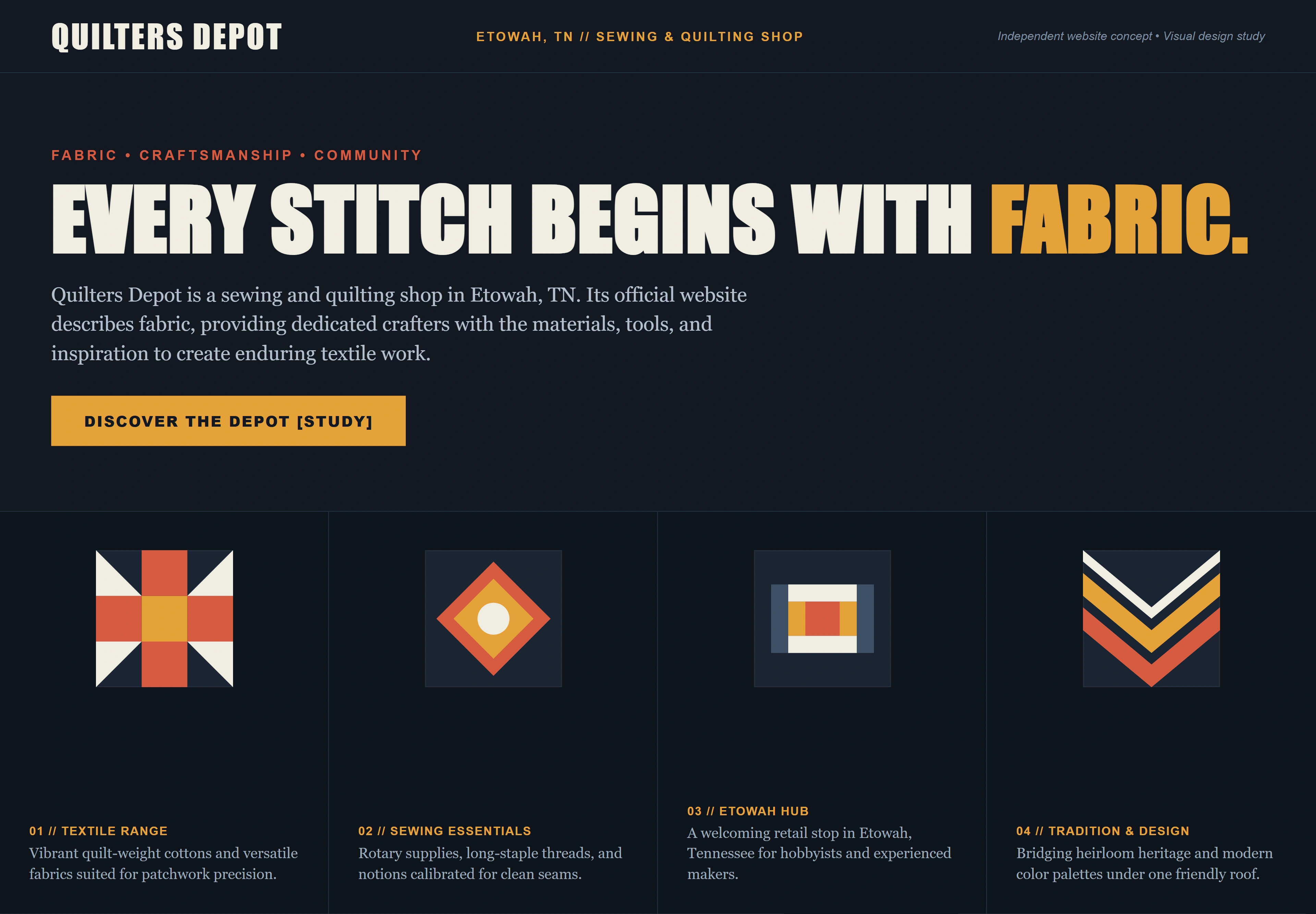 Quilters Depot, individual website design concept D