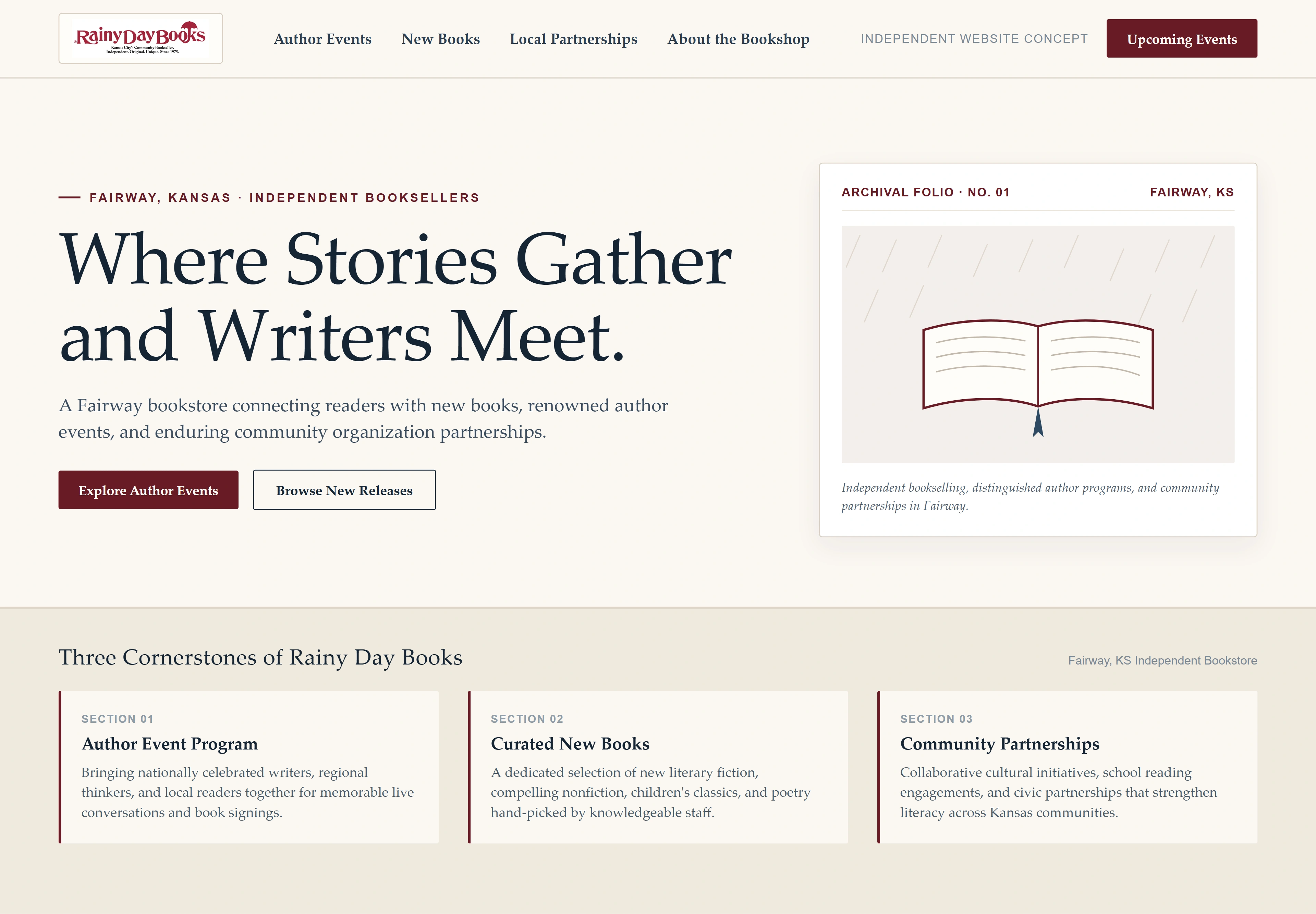 Rainy Day Books, individual website design concept A