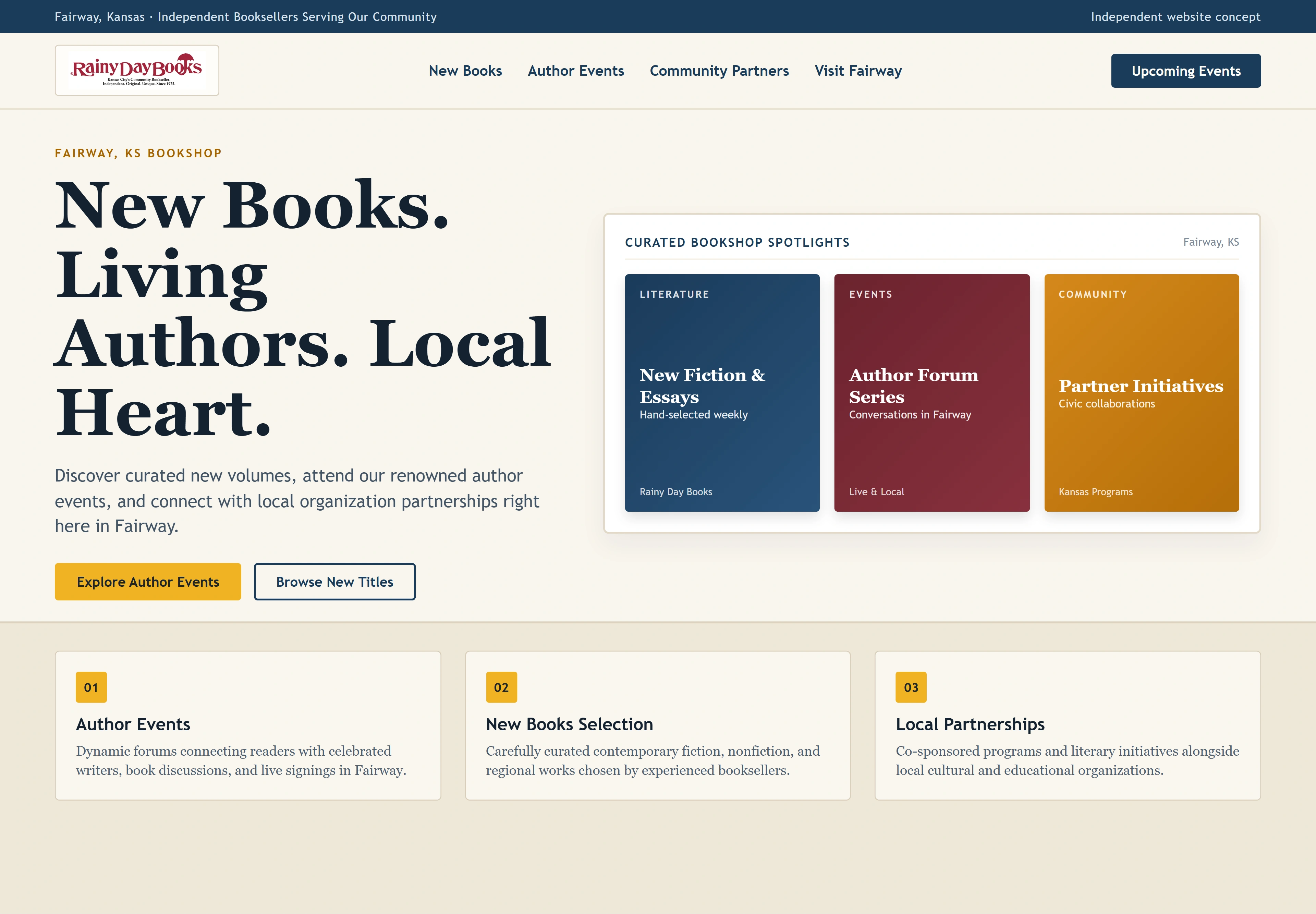 Rainy Day Books, individual website design concept C