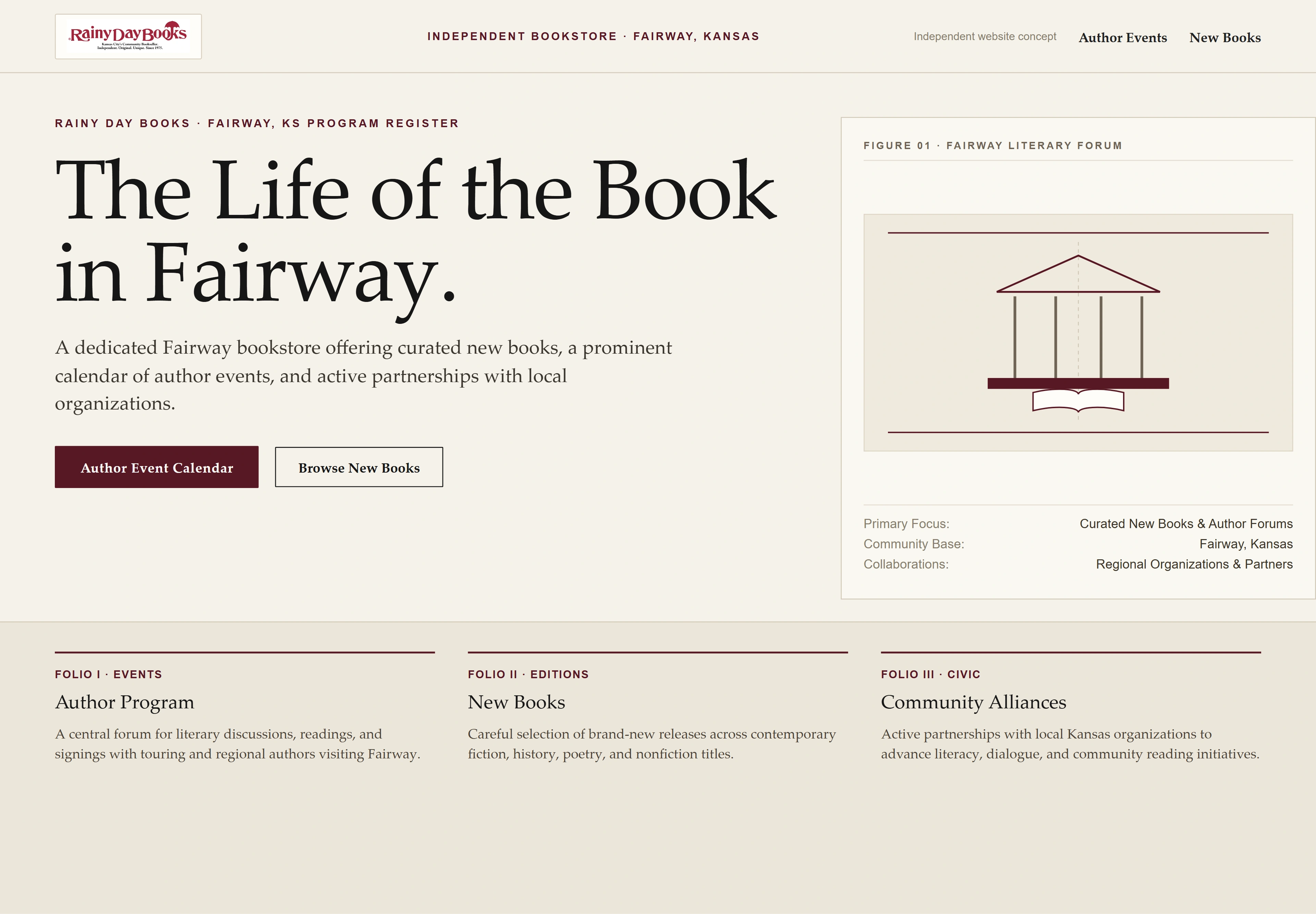Rainy Day Books, individual website design concept D