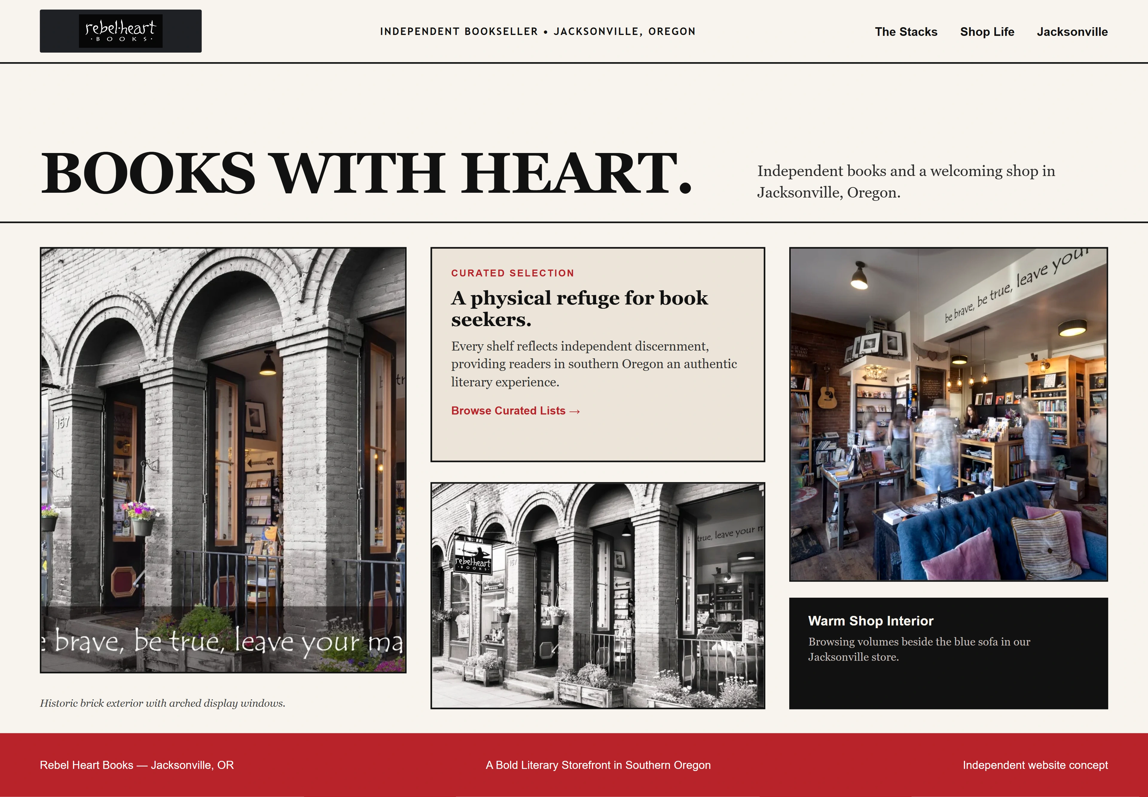 Rebel Heart Books, individual website design concept C