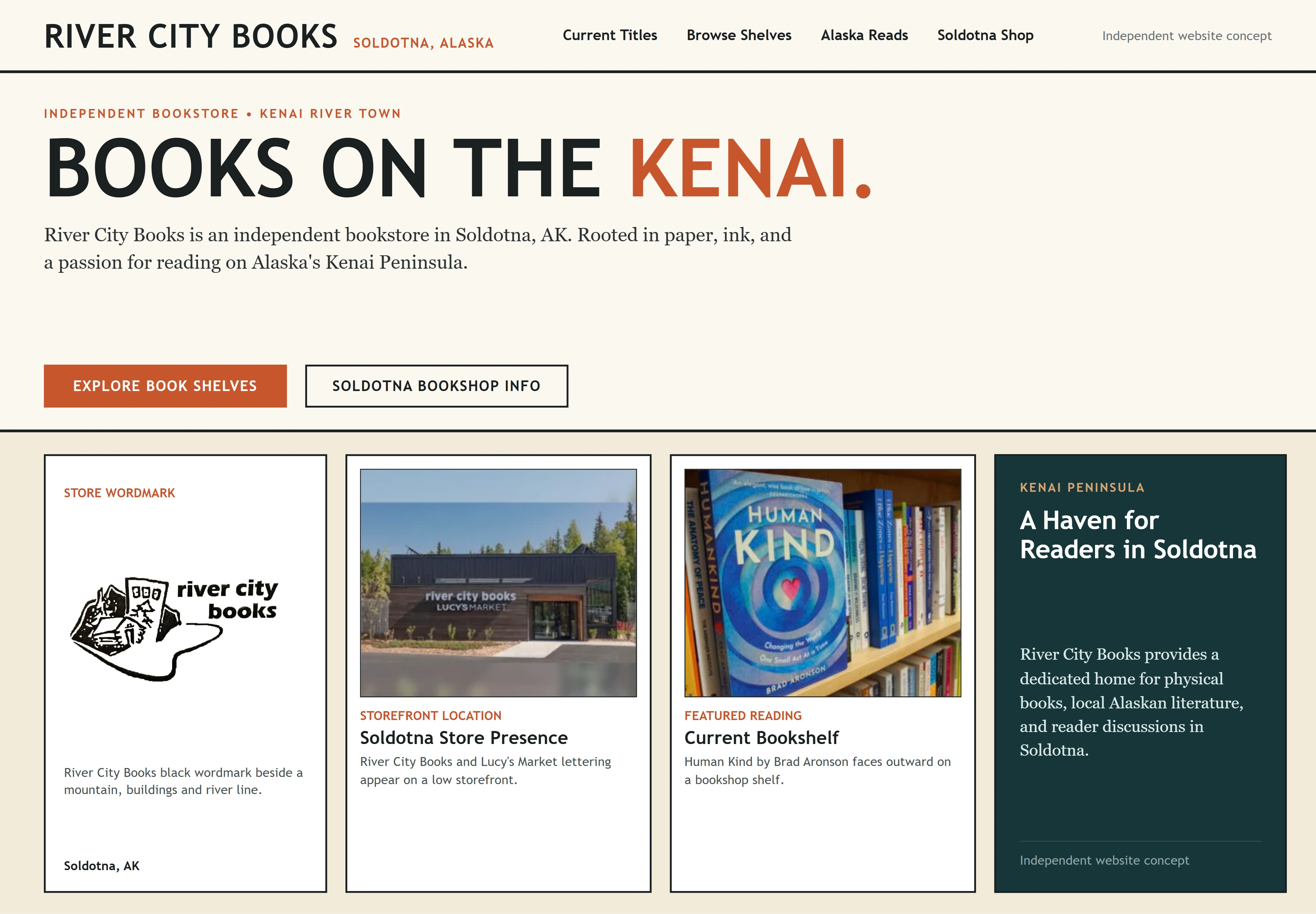 River City Books, individual website design concept B