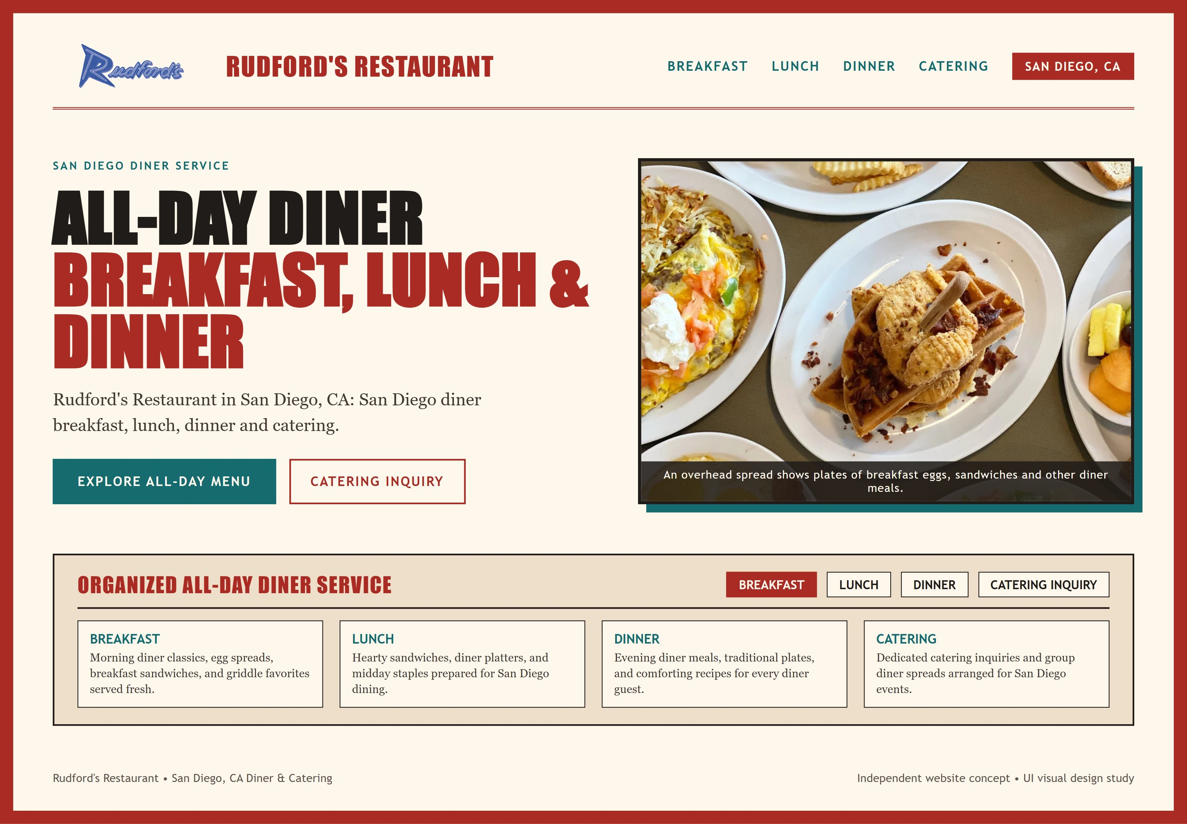 Rudford's Restaurant, individual website design concept A