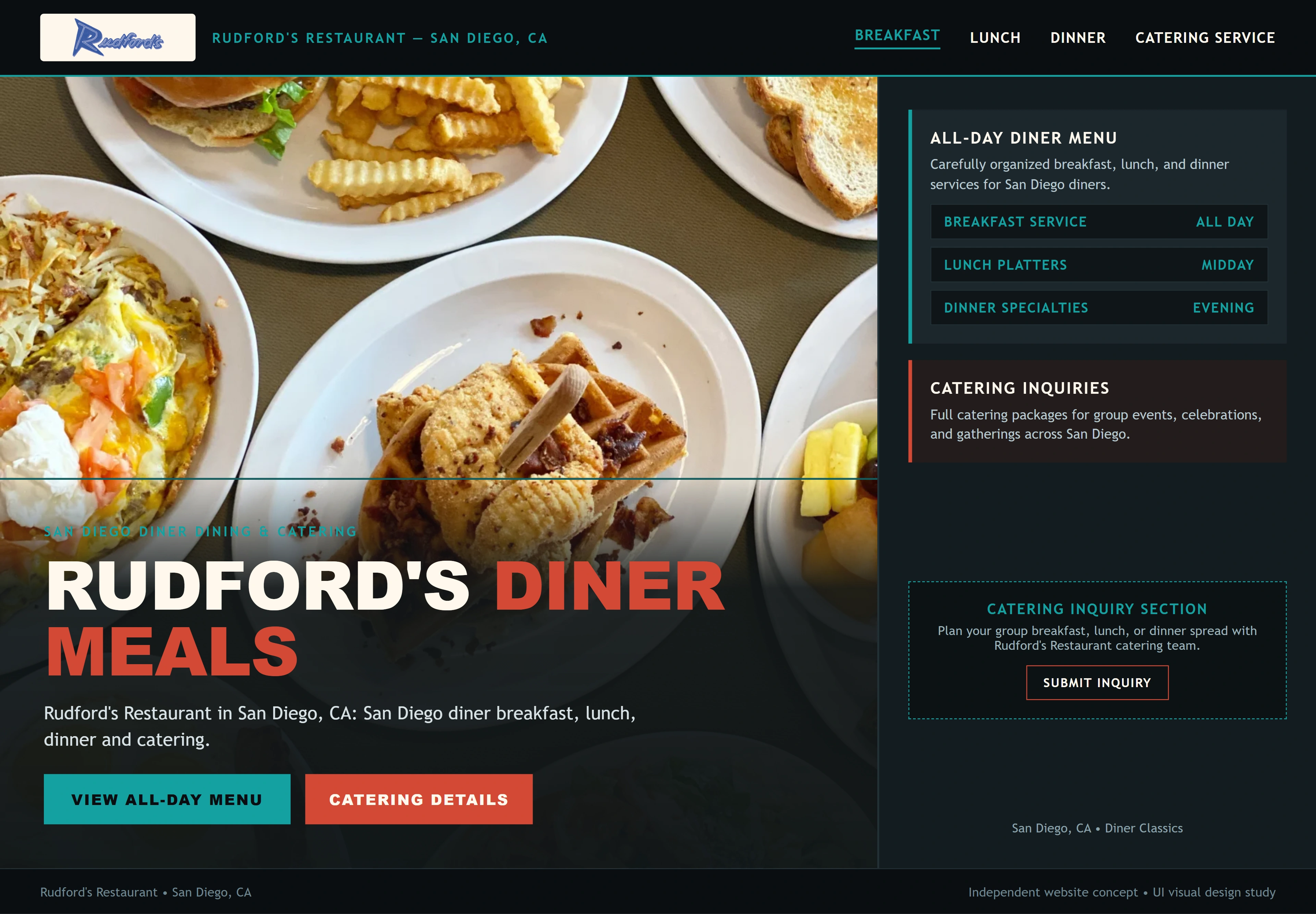 Rudford's Restaurant, individual website design concept B