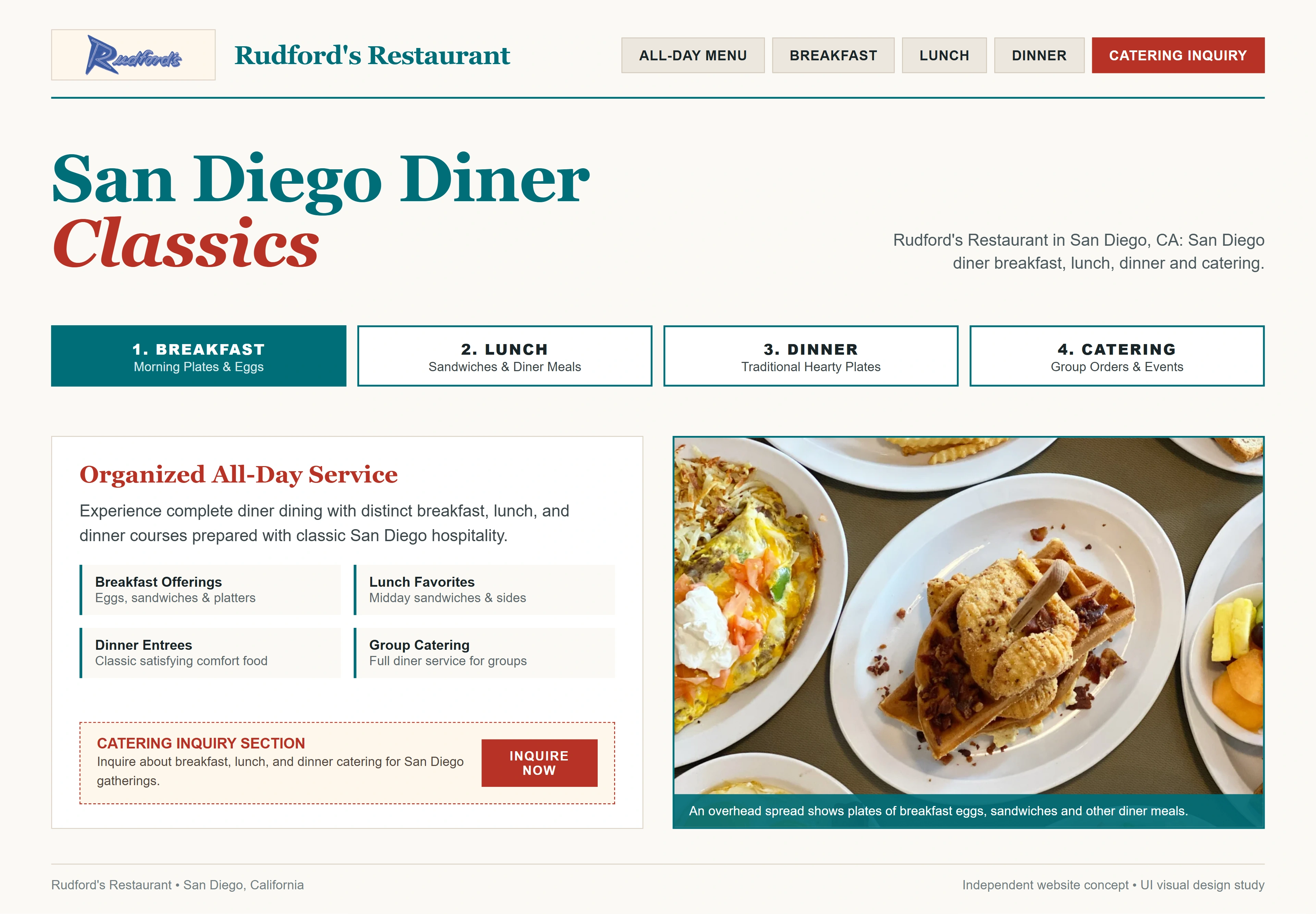 Rudford's Restaurant, individual website design concept C