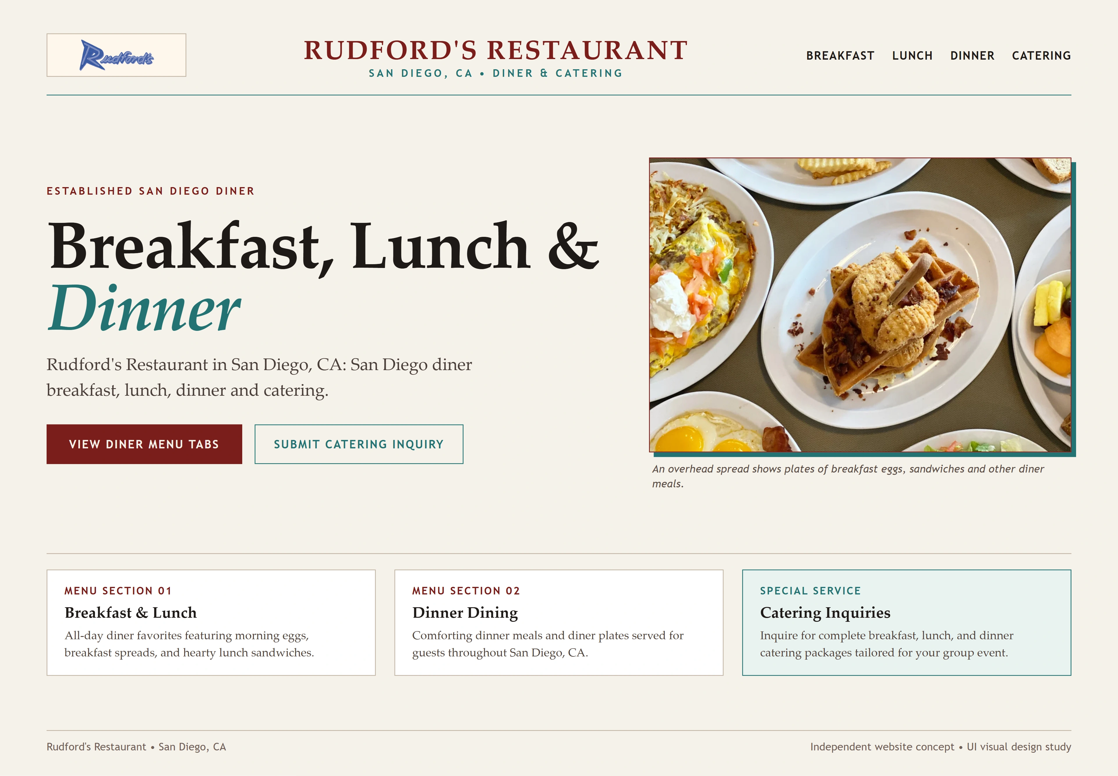 Rudford's Restaurant, individual website design concept D
