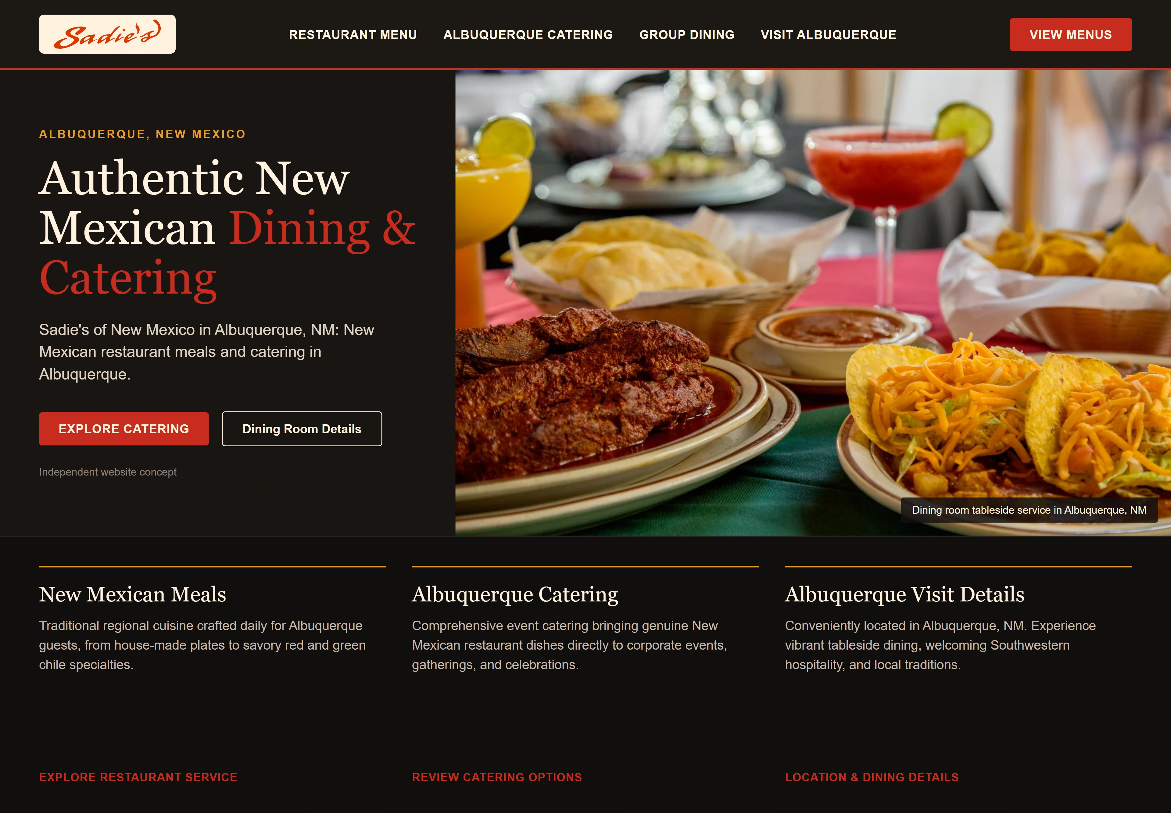 Sadie's of New Mexico, individual website design concept A