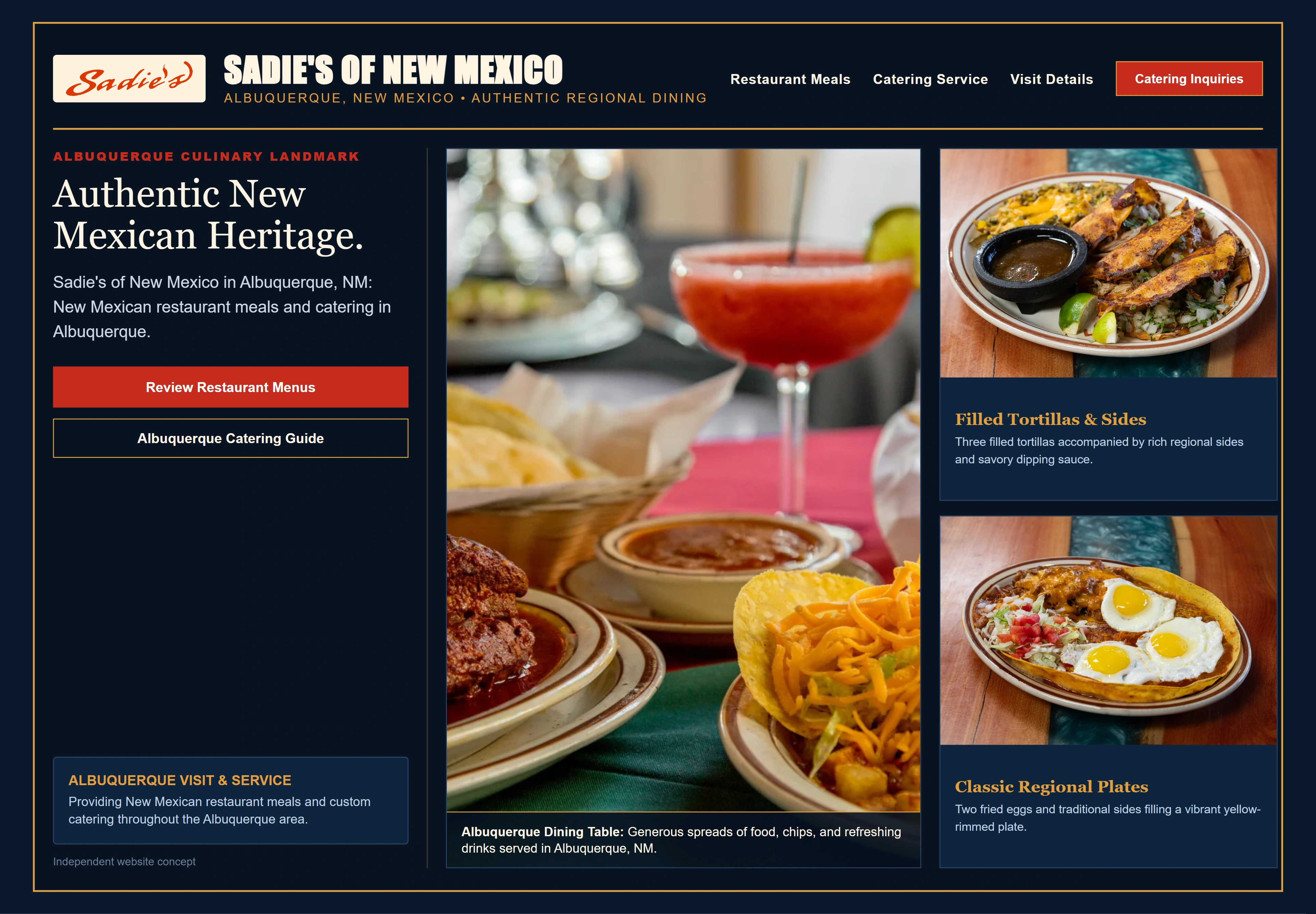 Sadie's of New Mexico, individual website design concept D