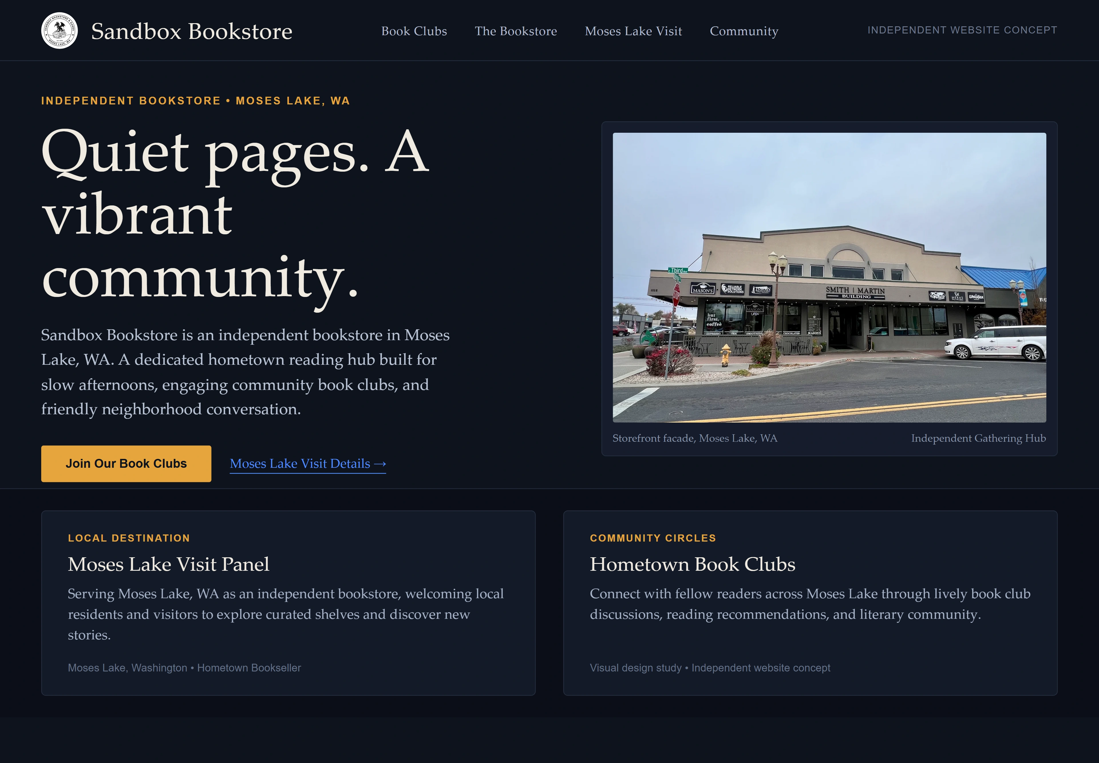 Sandbox Bookstore, individual website design concept D