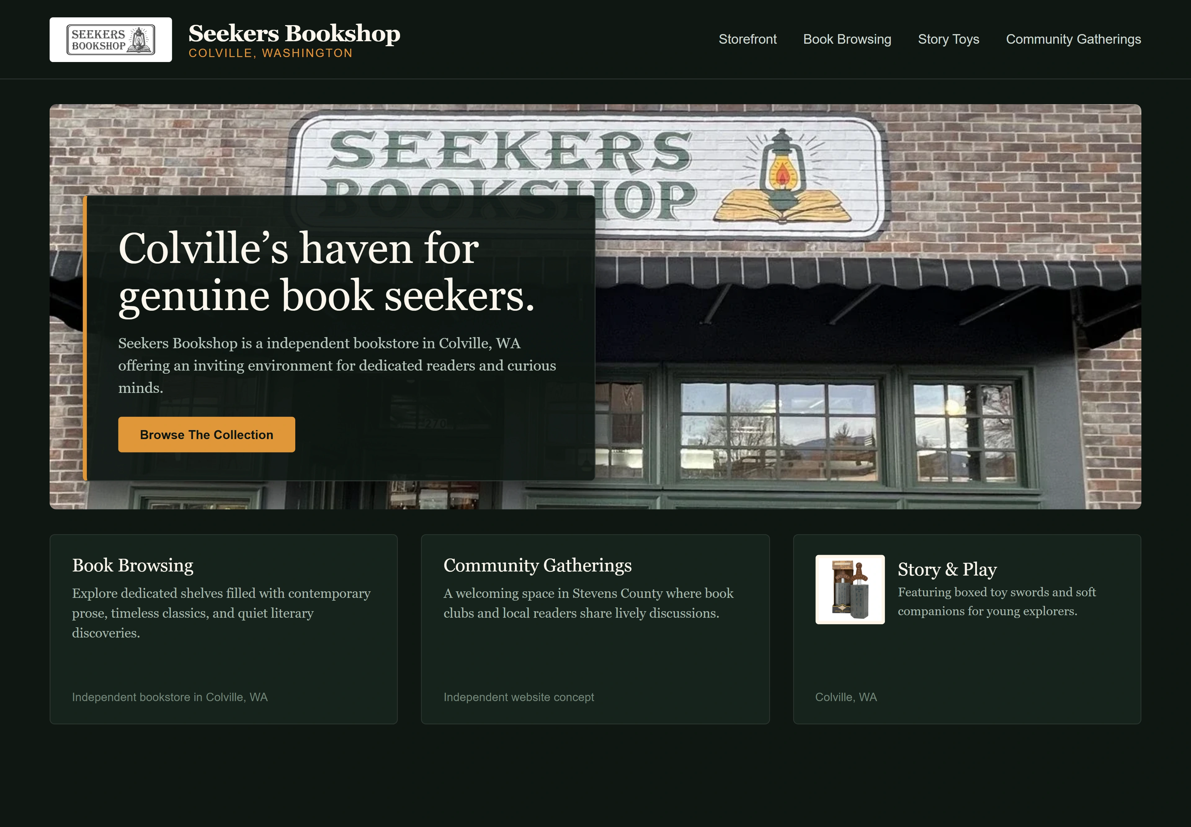 Seekers Bookshop, individual website design concept B