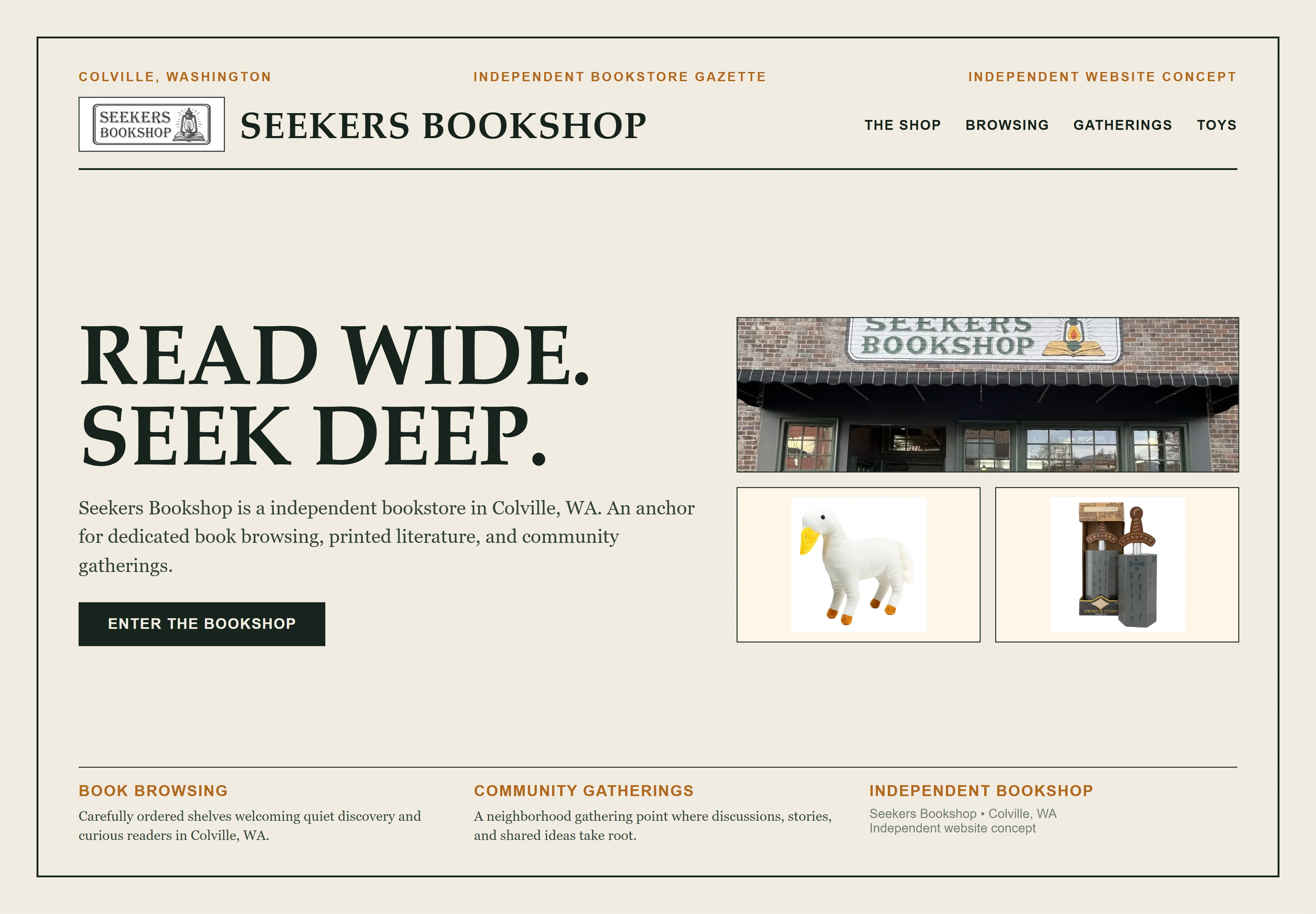 Seekers Bookshop, individual website design concept D
