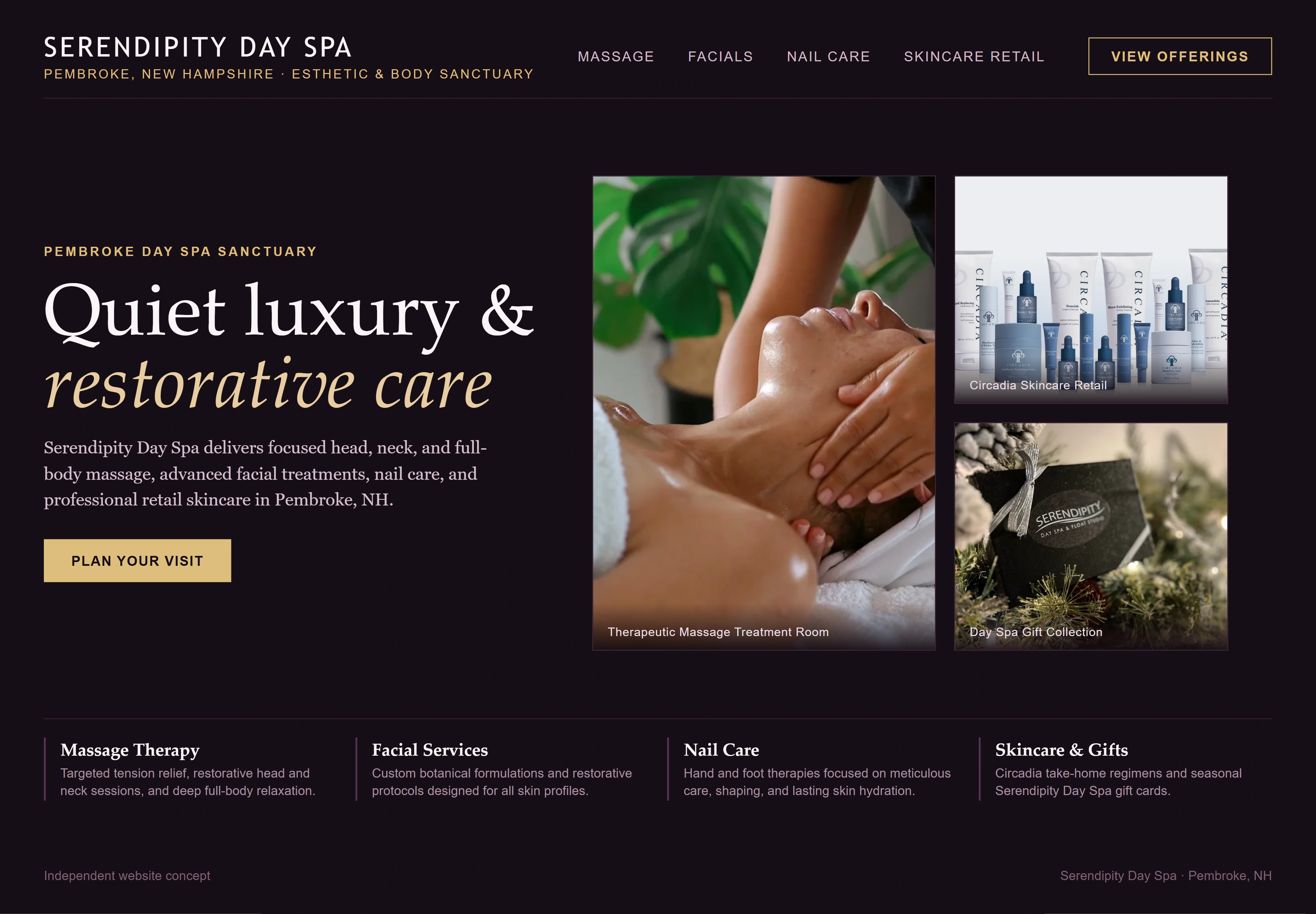 Serendipity Day Spa, individual website design concept B