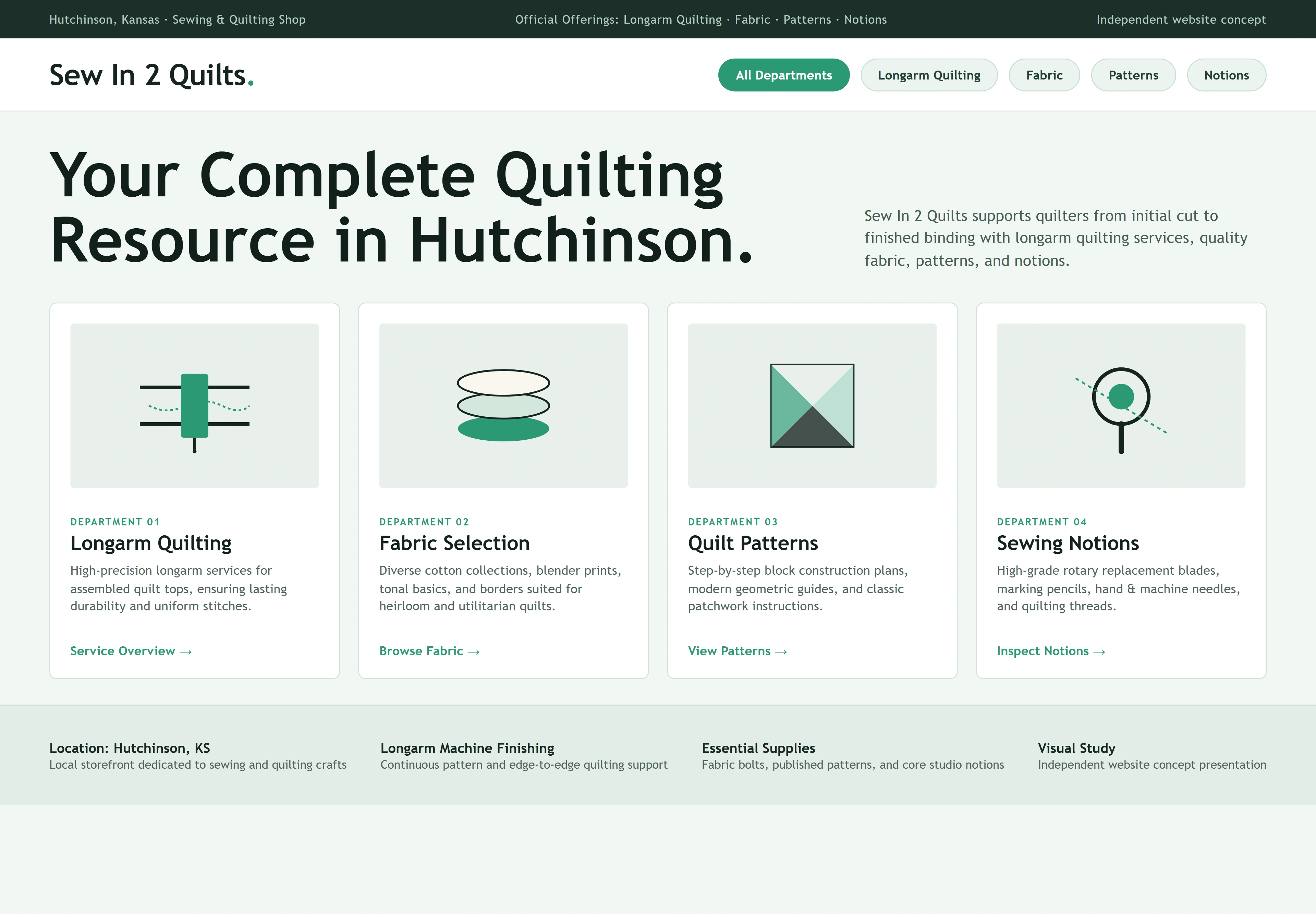 Sew In 2 Quilts, individual website design concept C